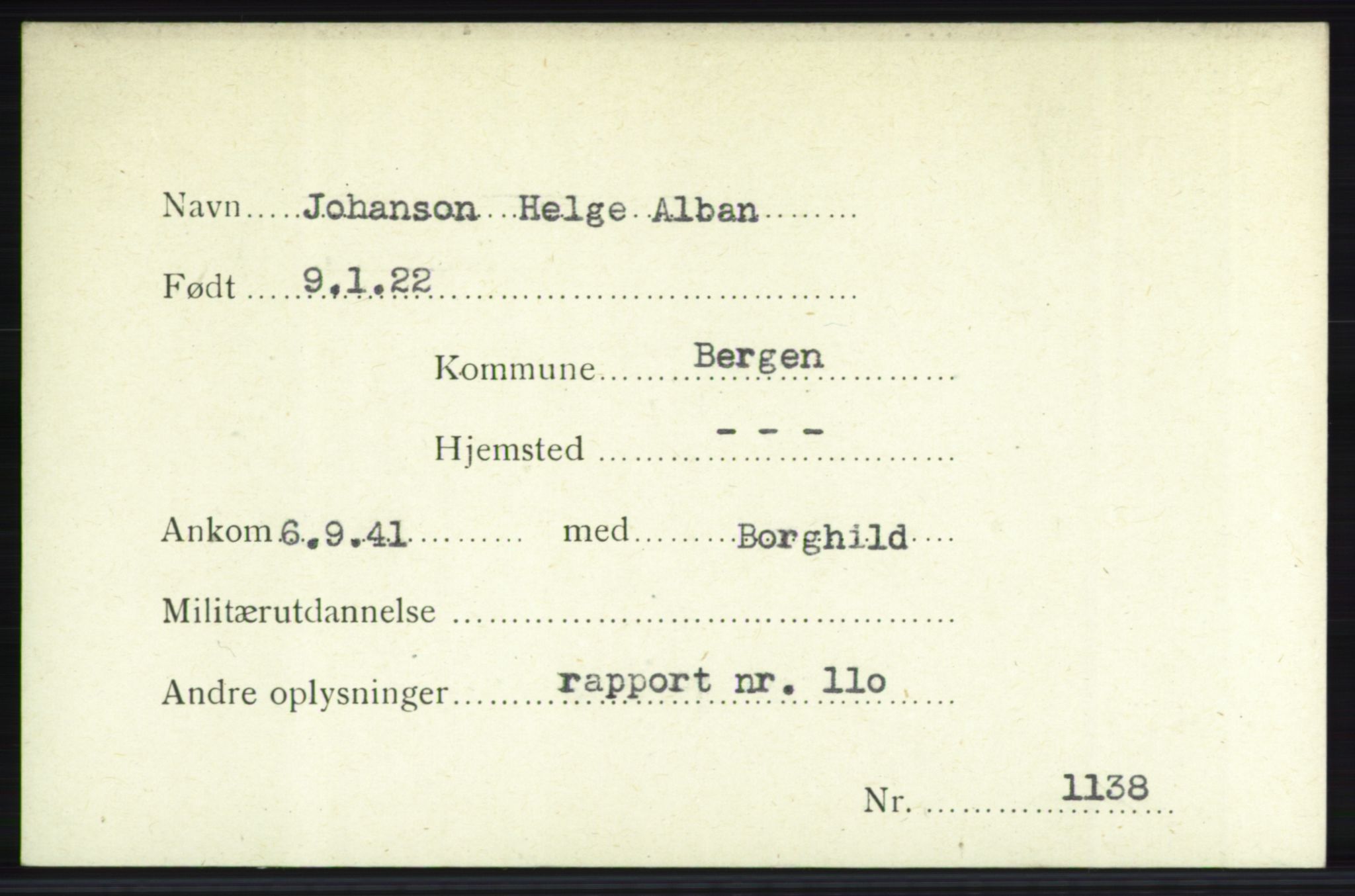 Forsvarets Overkommando. 2. kontor. Arkiv 8.1. Mottakersentralen FDE og FO.II, RA/RAFA-6952/P/Pa/L0010: Jenssen - Jøsevold , 1940-1945, s. 463
