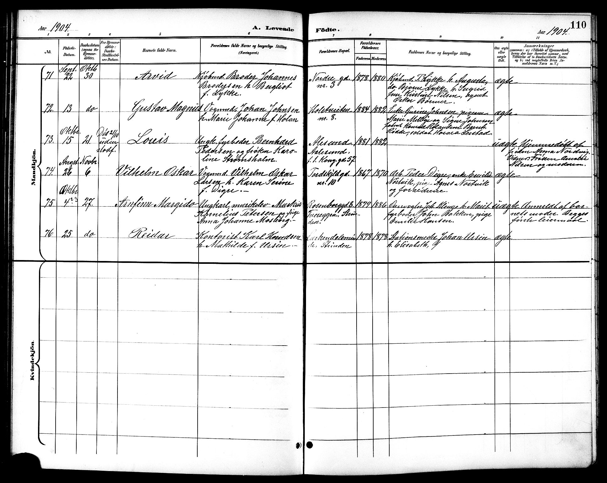 Ministerialprotokoller, klokkerbøker og fødselsregistre - Sør-Trøndelag, SAT/A-1456/601/L0094: Klokkerbok nr. 601C12, 1898-1911, s. 110