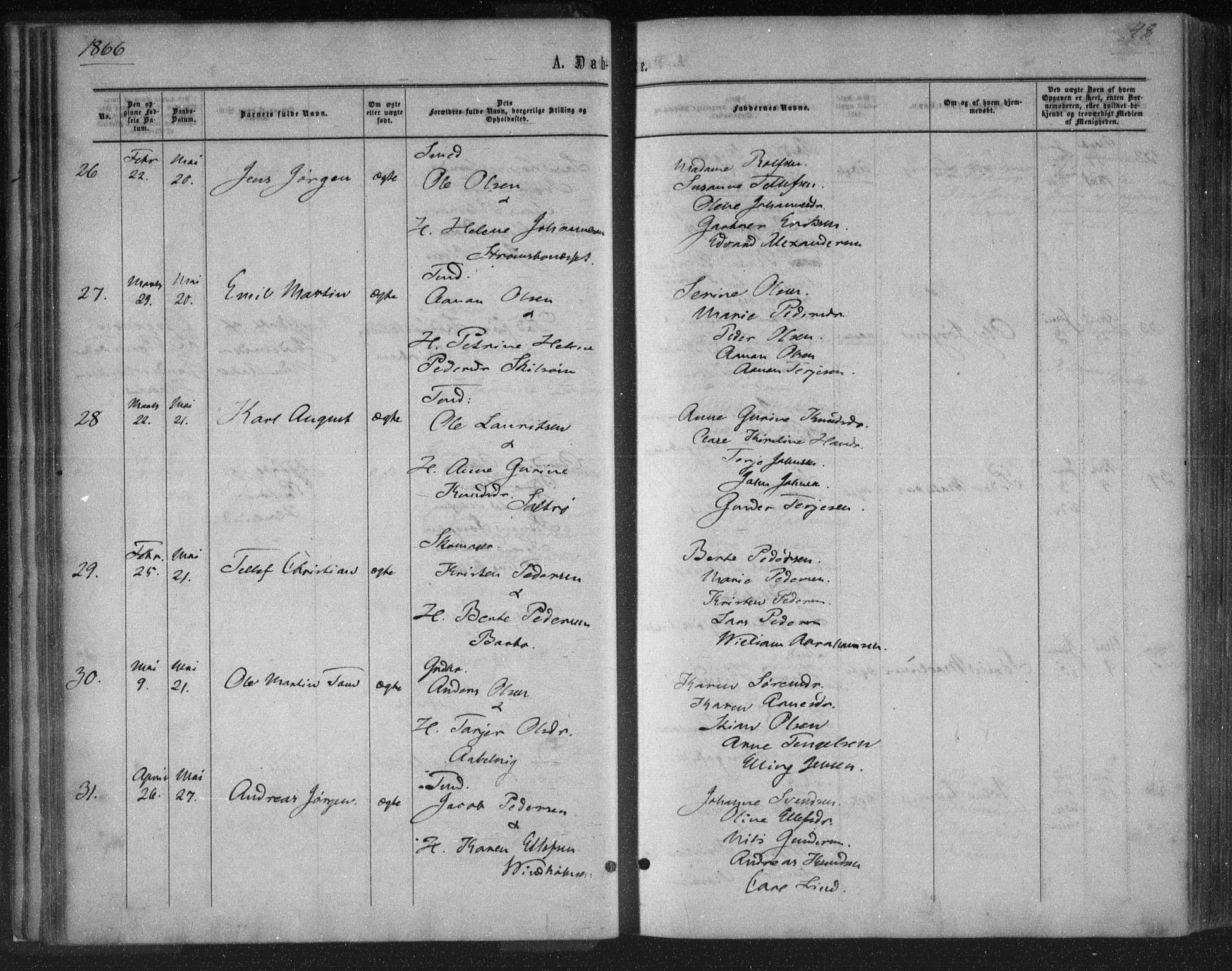 Tromøy sokneprestkontor, AV/SAK-1111-0041/F/Fa/L0007: Ministerialbok nr. A 7, 1864-1869, s. 48