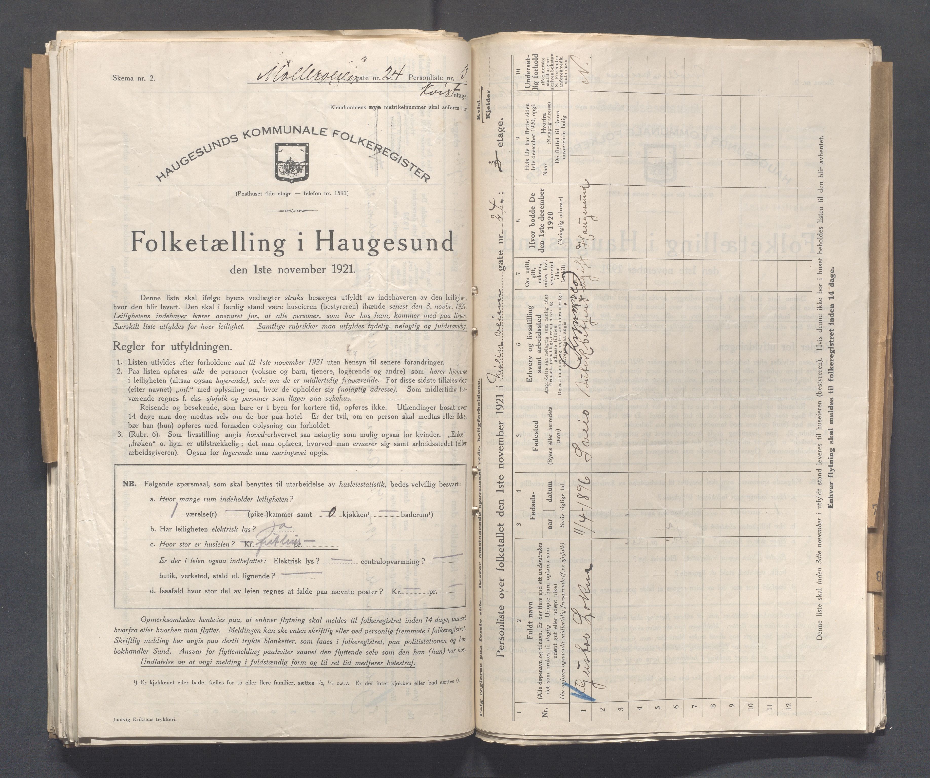 IKAR, Kommunal folketelling 1.11.1921 for Haugesund, 1921, s. 3133