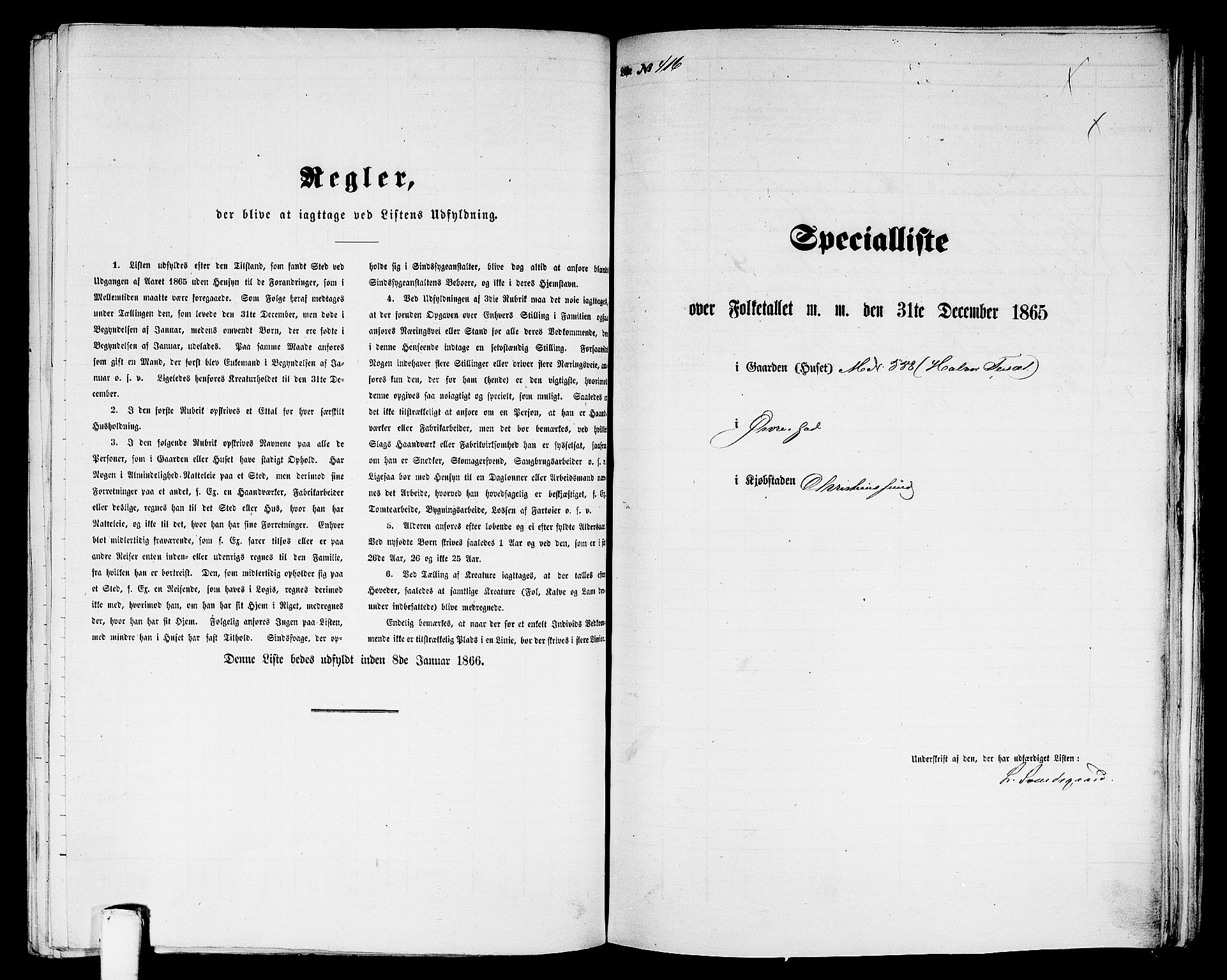 RA, Folketelling 1865 for 1503B Kristiansund prestegjeld, Kristiansund kjøpstad, 1865, s. 847