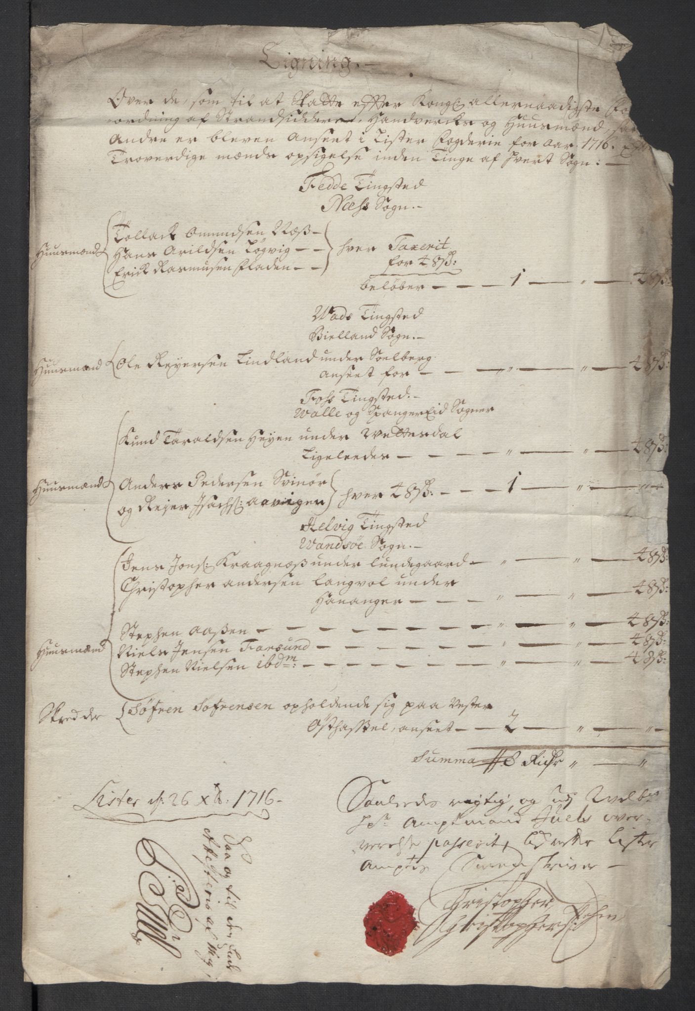 Rentekammeret inntil 1814, Reviderte regnskaper, Fogderegnskap, AV/RA-EA-4092/R43/L2560: Fogderegnskap Lista og Mandal, 1716, s. 70