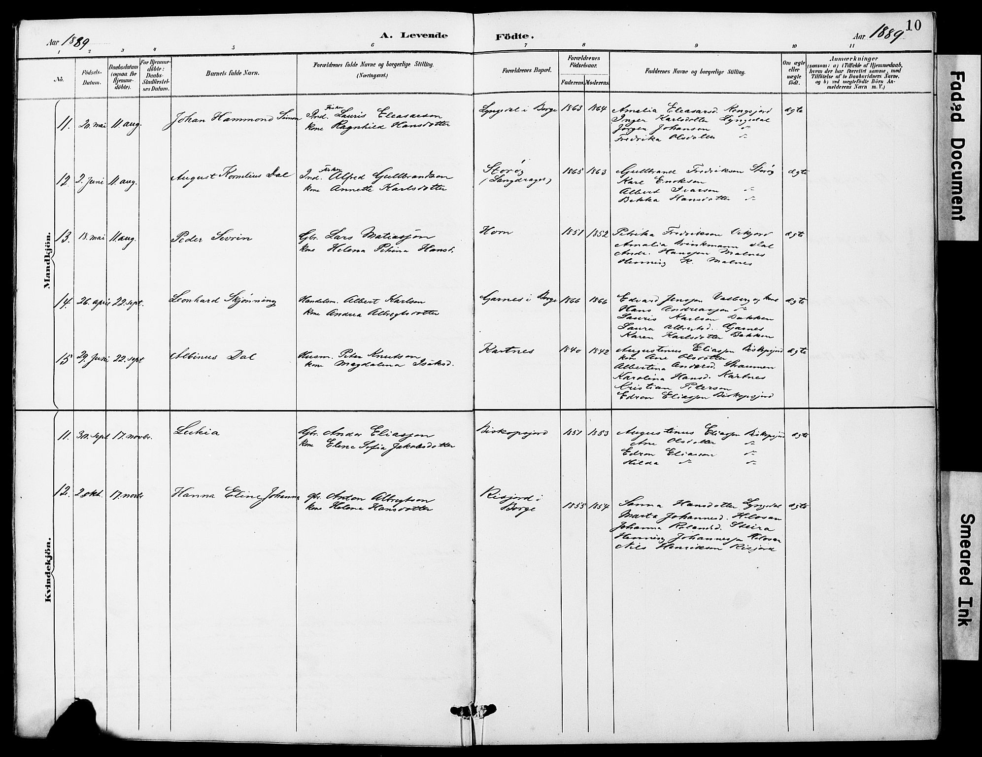 Ministerialprotokoller, klokkerbøker og fødselsregistre - Nordland, AV/SAT-A-1459/884/L1197: Klokkerbok nr. 884C03, 1888-1926, s. 10