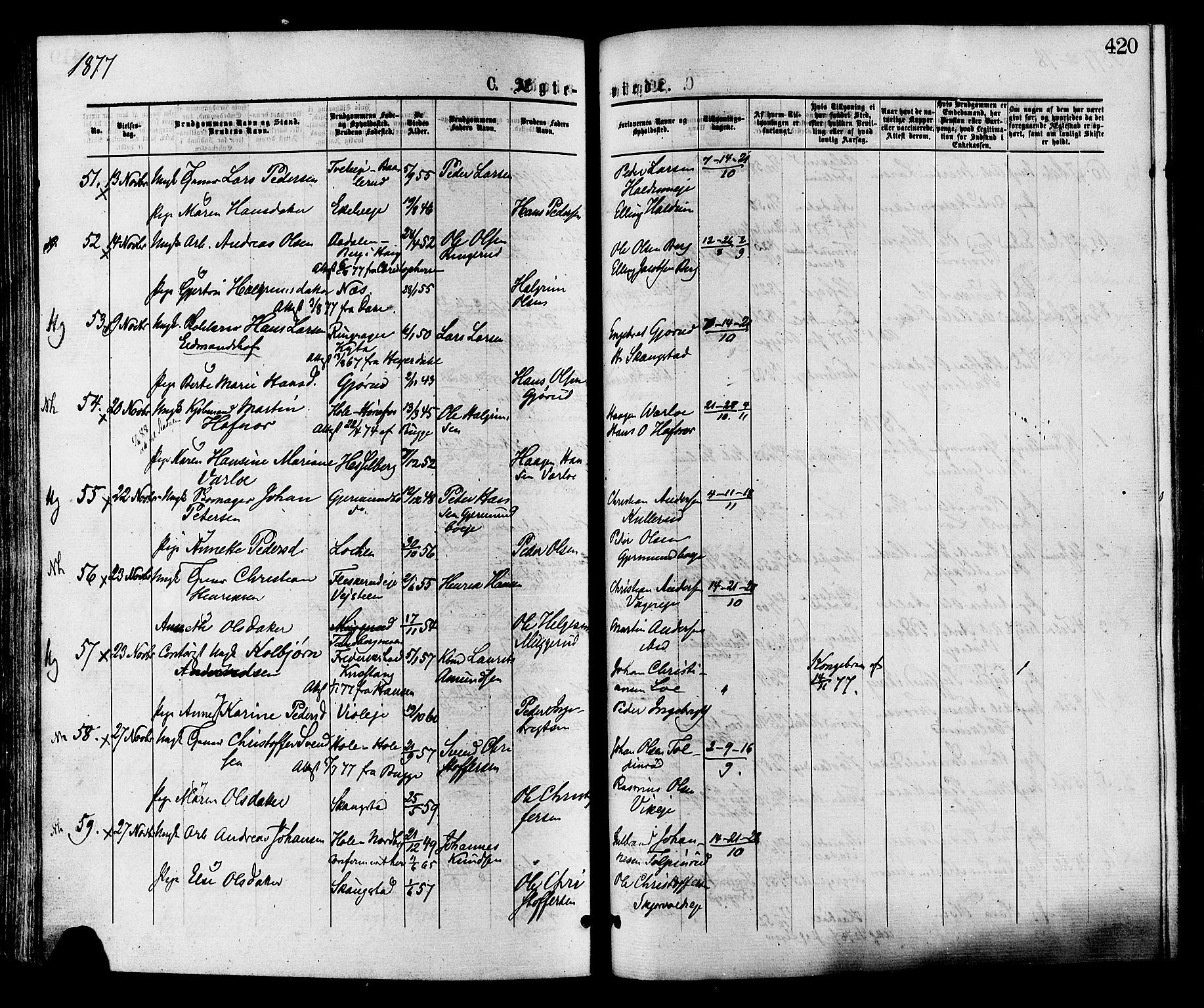 Norderhov kirkebøker, AV/SAKO-A-237/F/Fa/L0015: Ministerialbok nr. 15, 1875-1884, s. 420