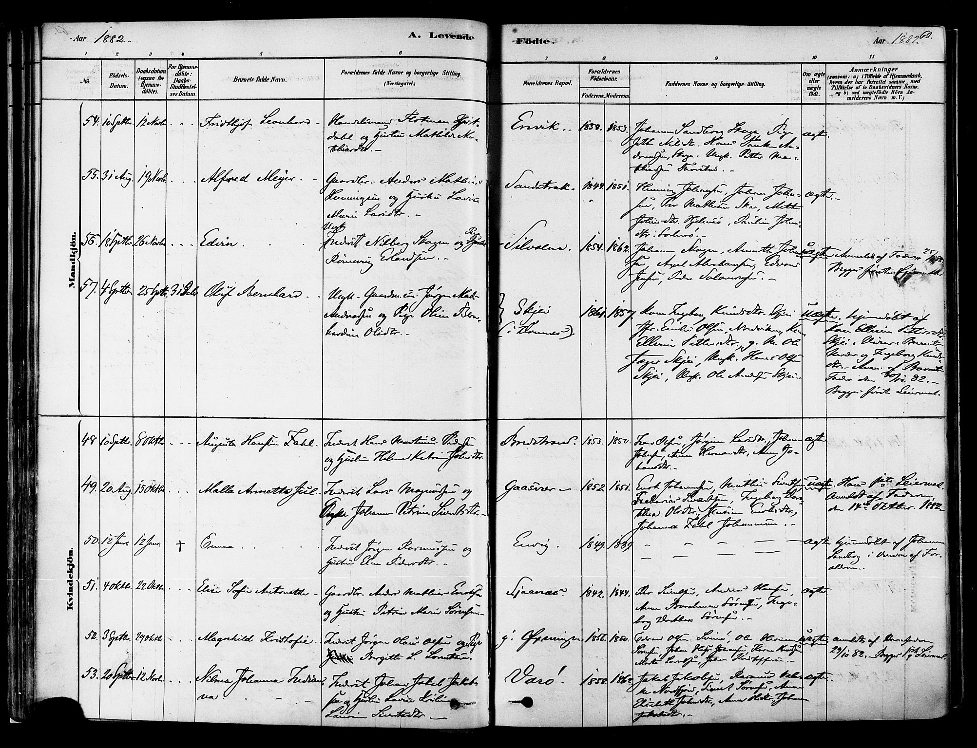 Ministerialprotokoller, klokkerbøker og fødselsregistre - Nordland, AV/SAT-A-1459/834/L0507: Ministerialbok nr. 834A05, 1878-1892, s. 63