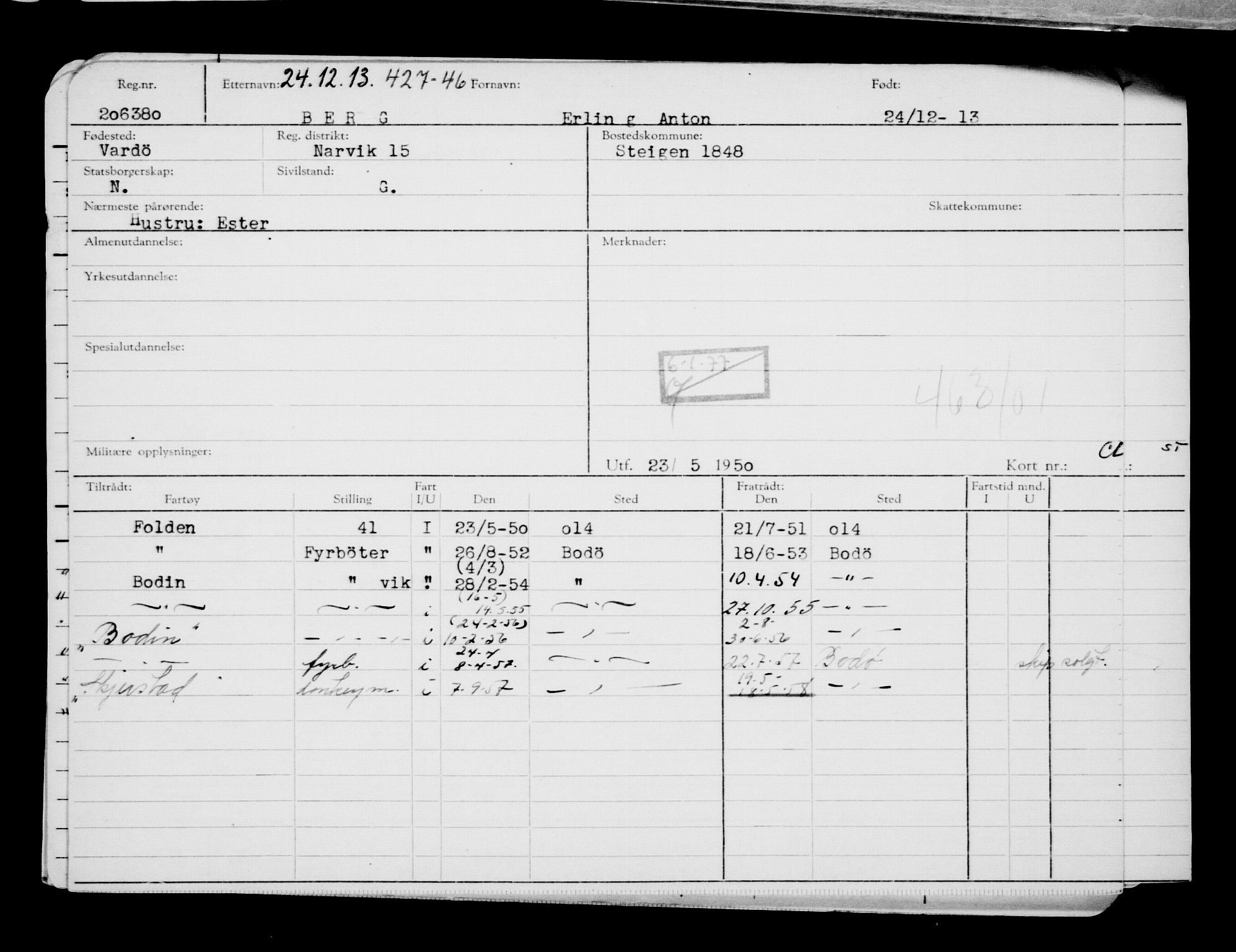 Direktoratet for sjømenn, AV/RA-S-3545/G/Gb/L0117: Hovedkort, 1913-1914, s. 365