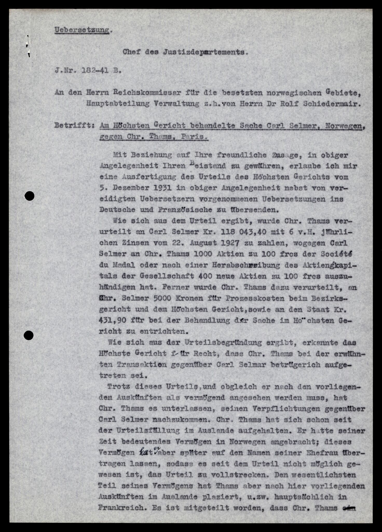 Forsvarets Overkommando. 2 kontor. Arkiv 11.4. Spredte tyske arkivsaker, AV/RA-RAFA-7031/D/Dar/Darb/L0013: Reichskommissariat - Hauptabteilung Vervaltung, 1917-1942, s. 985