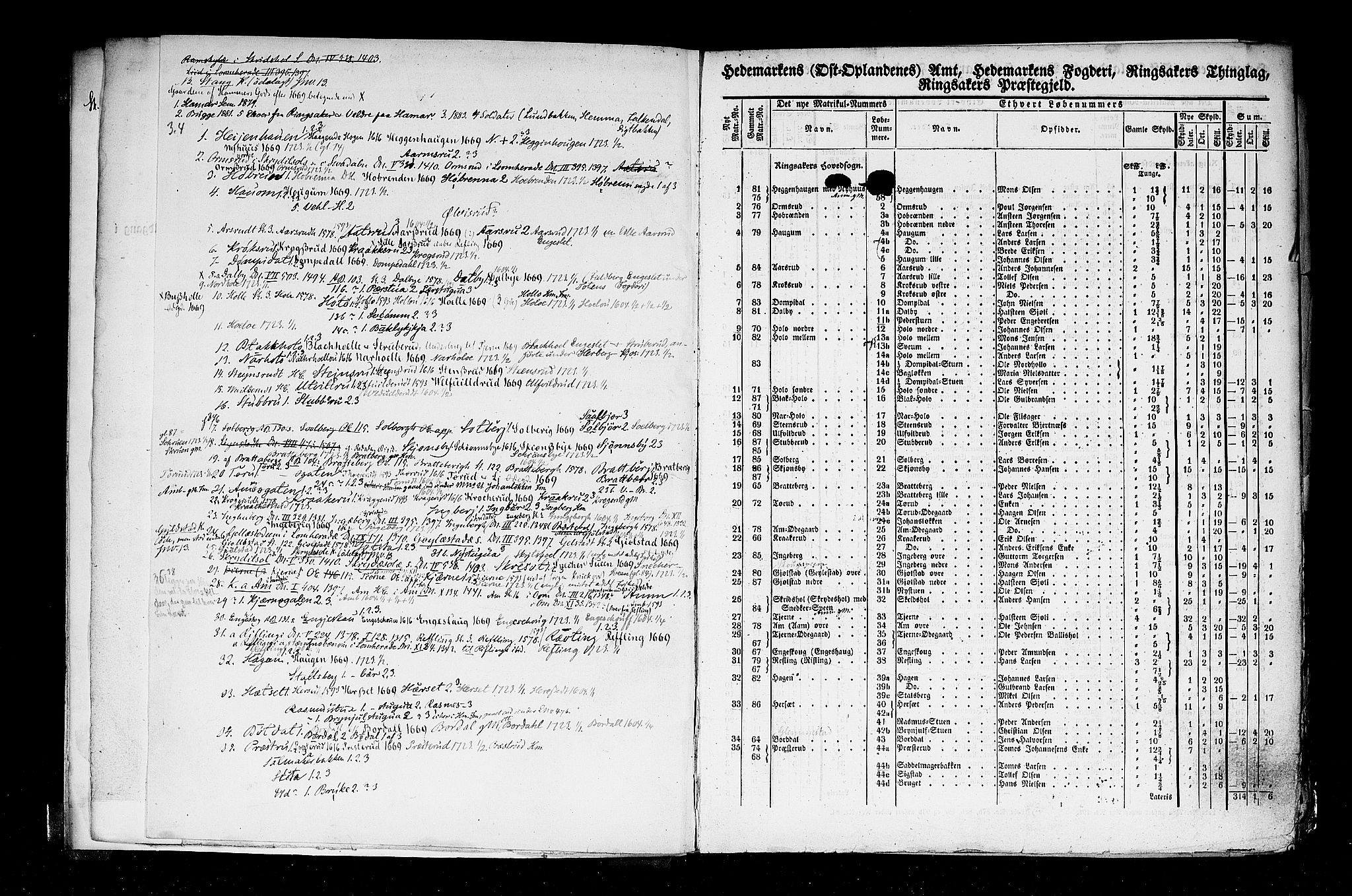 Rygh, AV/RA-PA-0034/F/Fb/L0003: Matrikkelen for 1838 - Hedemarken amt (Hedmark fylke), 1838