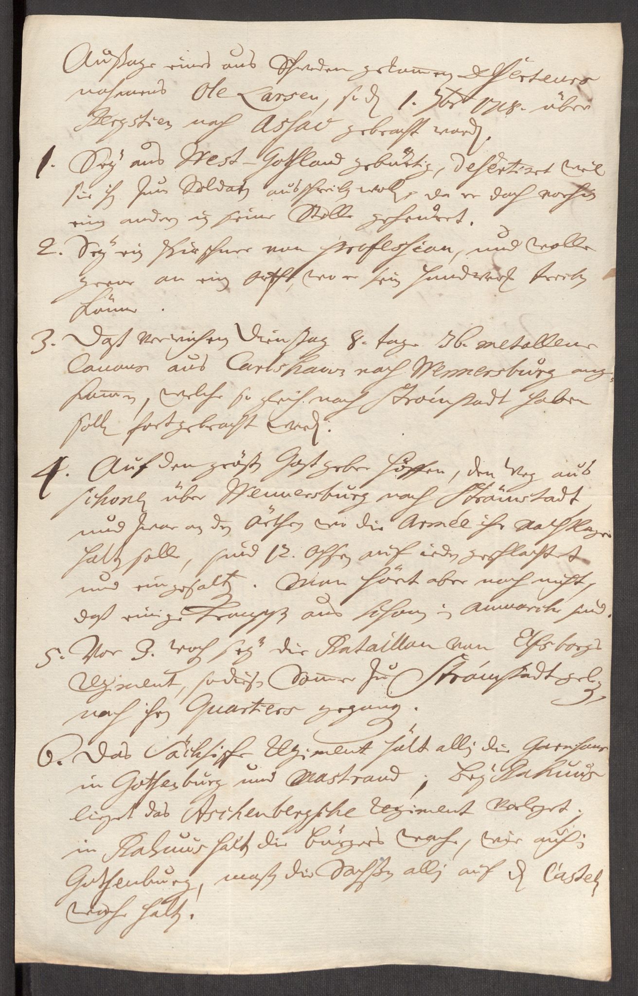 Kommanderende general (KG I) med Det norske krigsdirektorium, AV/RA-EA-5419/E/Eb/L0012: Kunnskap om fienden, kronologisk ordnet, 1718-1719, s. 268