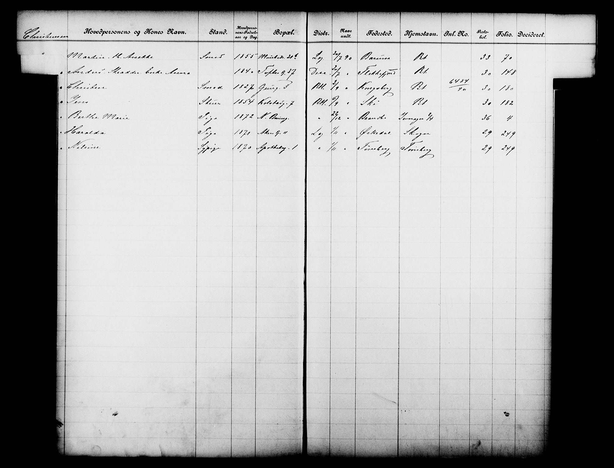 Fattigvesenet, OBA/A-20045/Fb/L0010: Hjemstavnsregister, 1890, s. 25