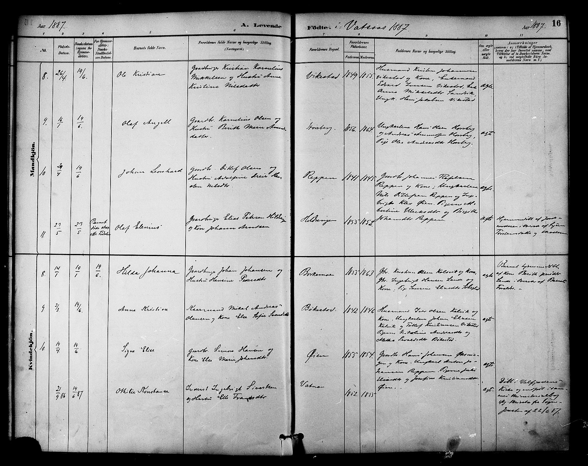 Ministerialprotokoller, klokkerbøker og fødselsregistre - Nordland, AV/SAT-A-1459/810/L0150: Ministerialbok nr. 810A10 /1, 1884-1895, s. 16