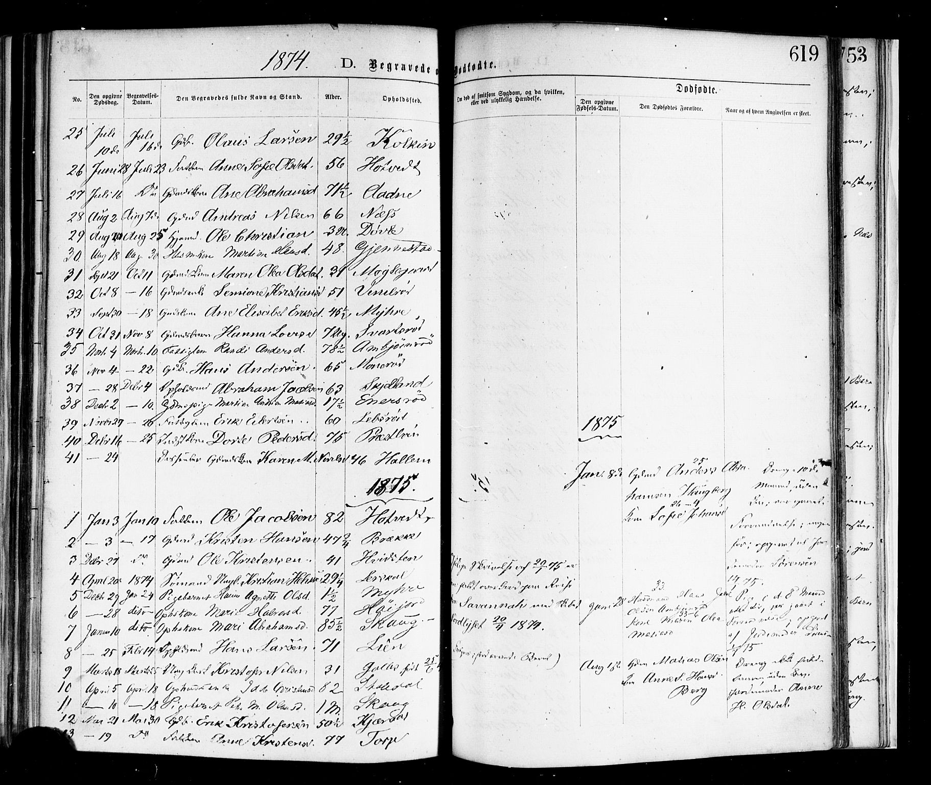Andebu kirkebøker, AV/SAKO-A-336/F/Fa/L0006: Ministerialbok nr. I 6, 1871-1878, s. 619