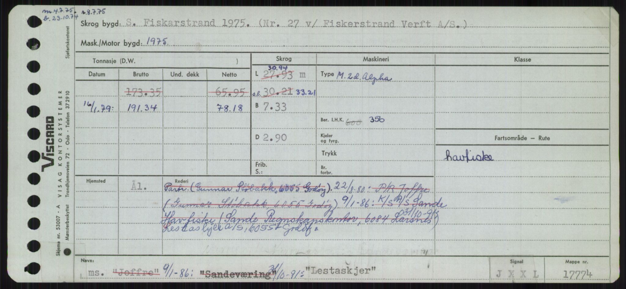 Sjøfartsdirektoratet med forløpere, Skipsmålingen, RA/S-1627/H/Ha/L0003/0002: Fartøy, Hilm-Mar / Fartøy, Kom-Mar, s. 423