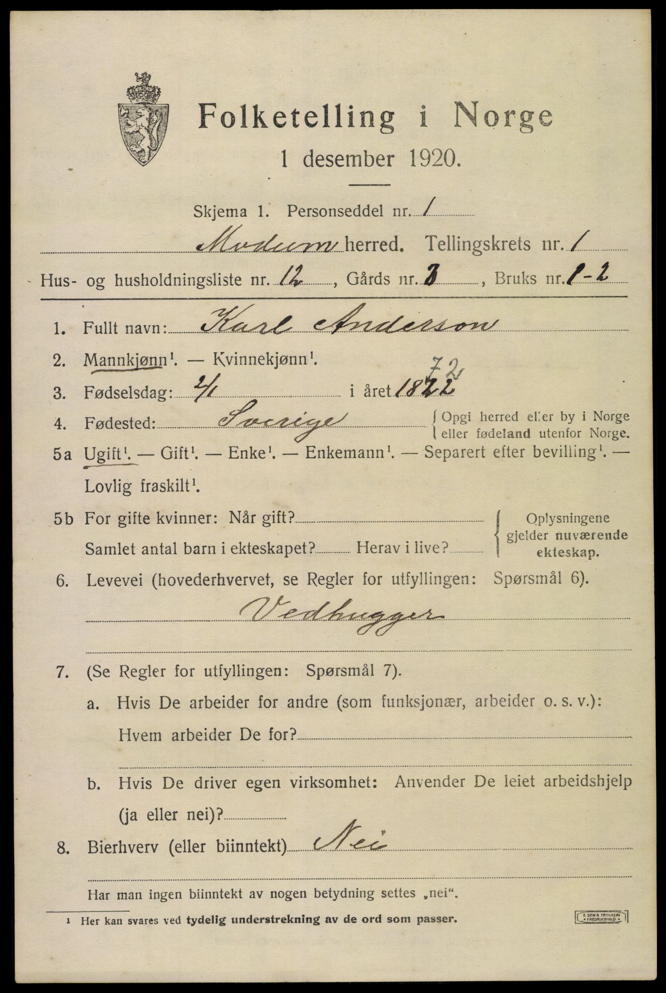 SAKO, Folketelling 1920 for 0623 Modum herred, 1920, s. 4217