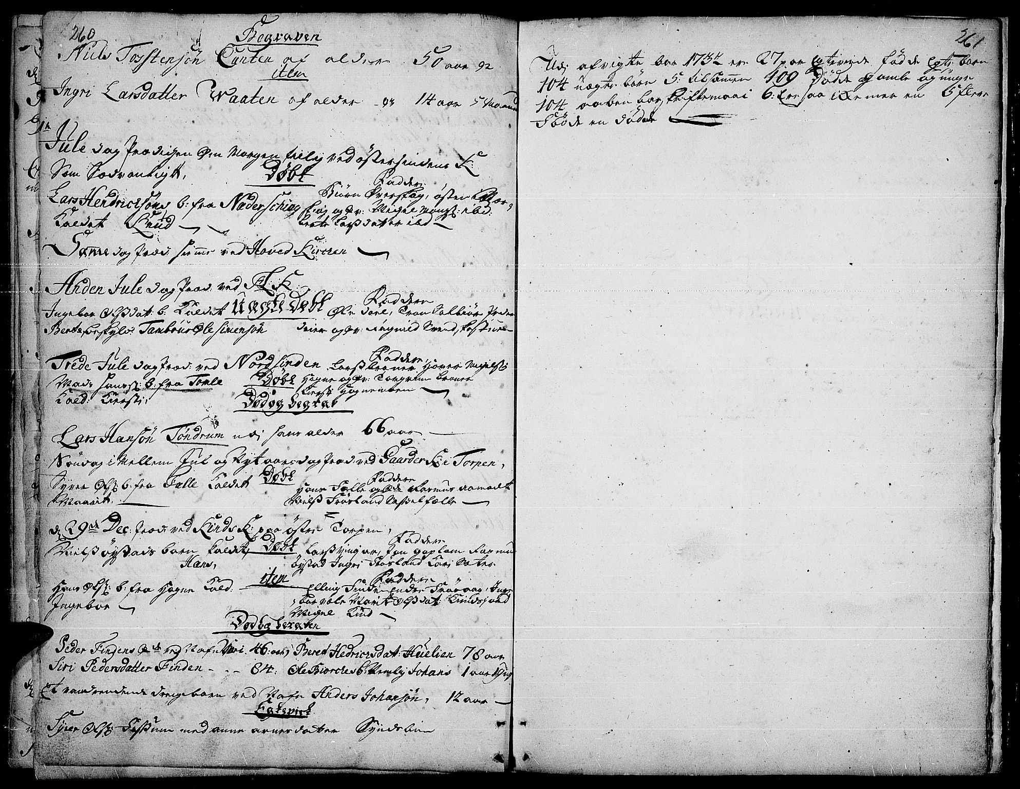 Land prestekontor, AV/SAH-PREST-120/H/Ha/Haa/L0001: Ministerialbok nr. 1, 1708-1732, s. 260-261