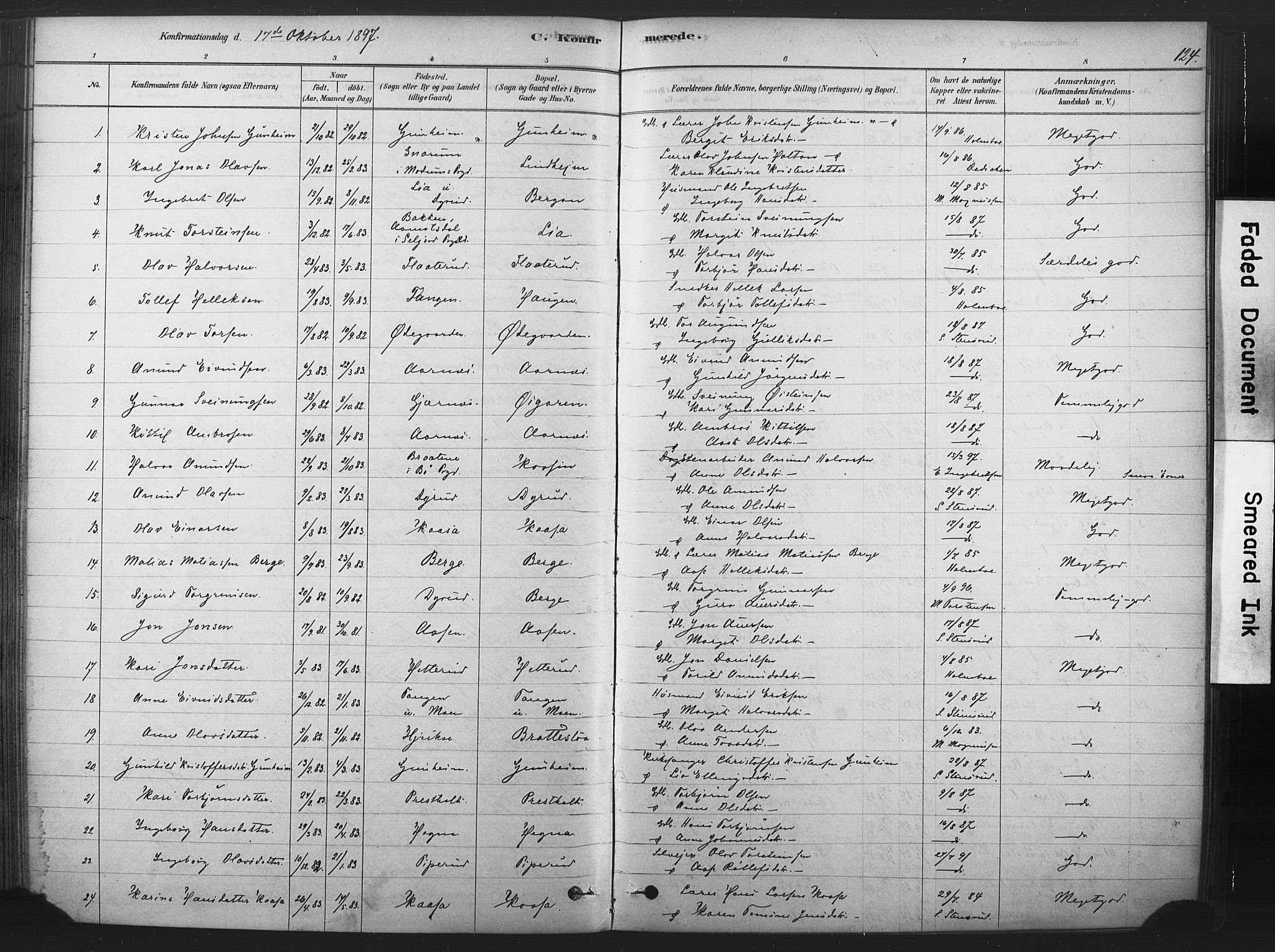 Sauherad kirkebøker, AV/SAKO-A-298/F/Fb/L0002: Ministerialbok nr. II 2, 1878-1901, s. 124