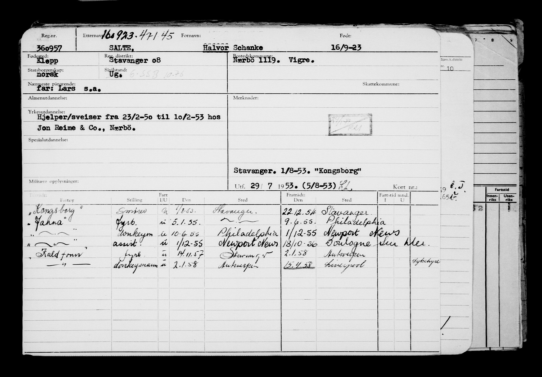 Direktoratet for sjømenn, AV/RA-S-3545/G/Gb/L0223: Hovedkort, 1923, s. 57