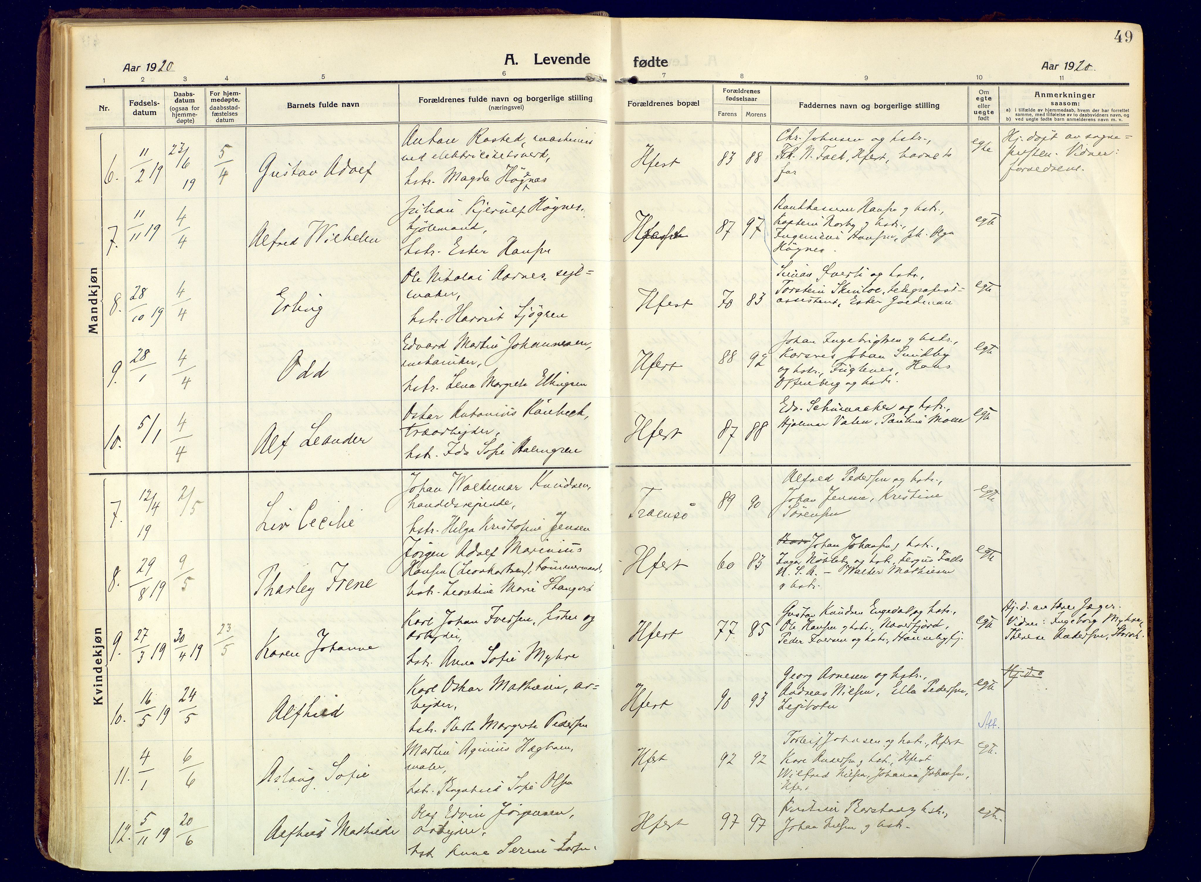 Hammerfest sokneprestkontor, AV/SATØ-S-1347/H/Ha/L0015.kirke: Ministerialbok nr. 15, 1916-1923, s. 49