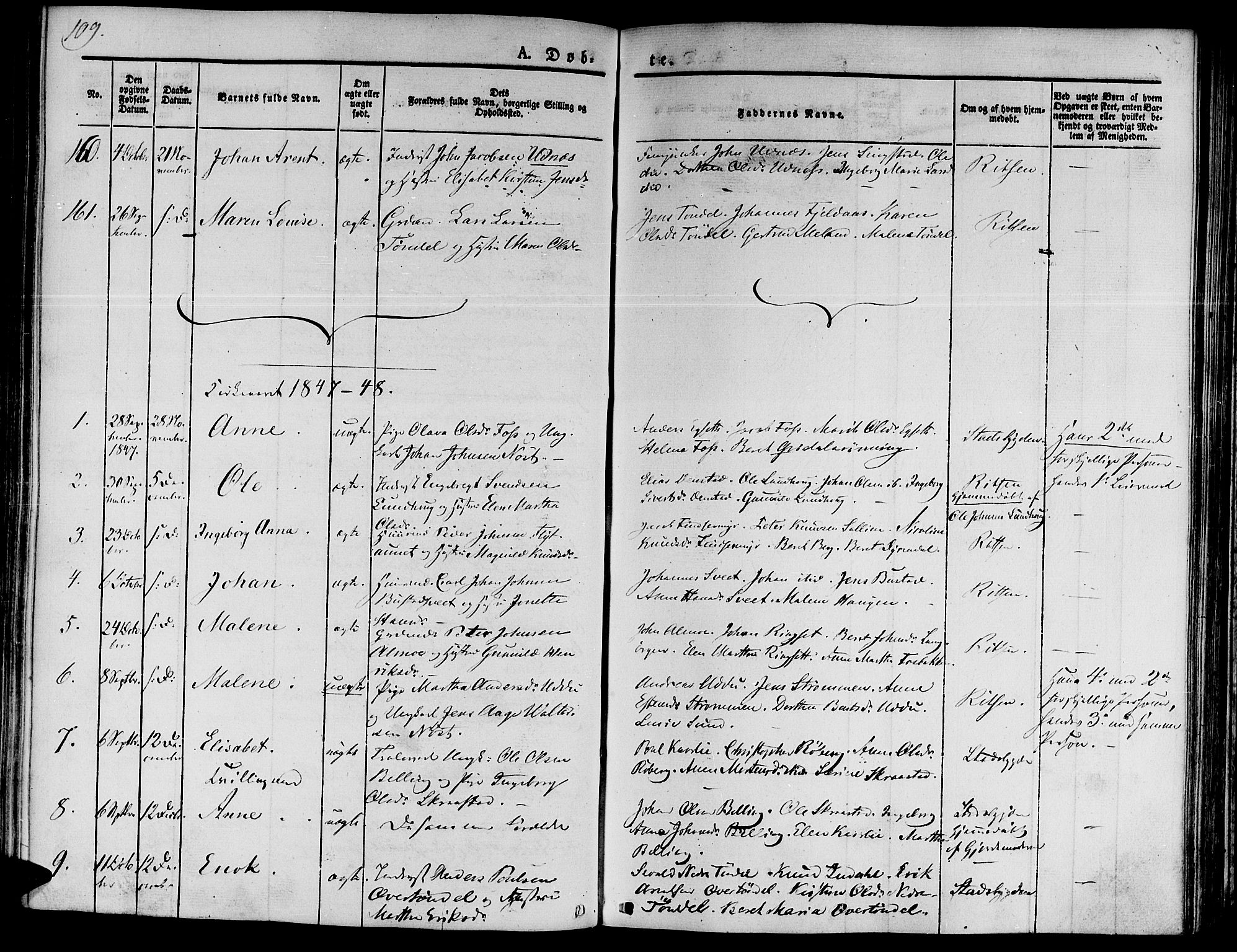 Ministerialprotokoller, klokkerbøker og fødselsregistre - Sør-Trøndelag, SAT/A-1456/646/L0610: Ministerialbok nr. 646A08, 1837-1847, s. 109