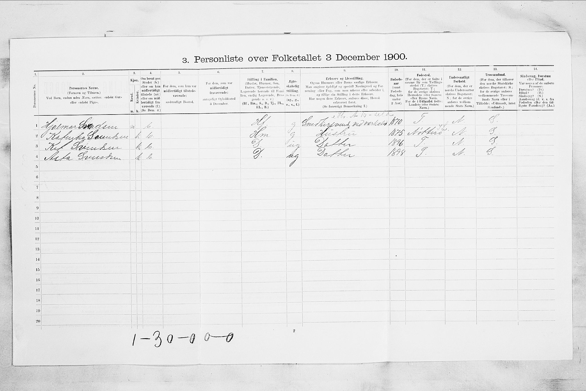 RA, Folketelling 1900 for 0705 Tønsberg kjøpstad, 1900, s. 424