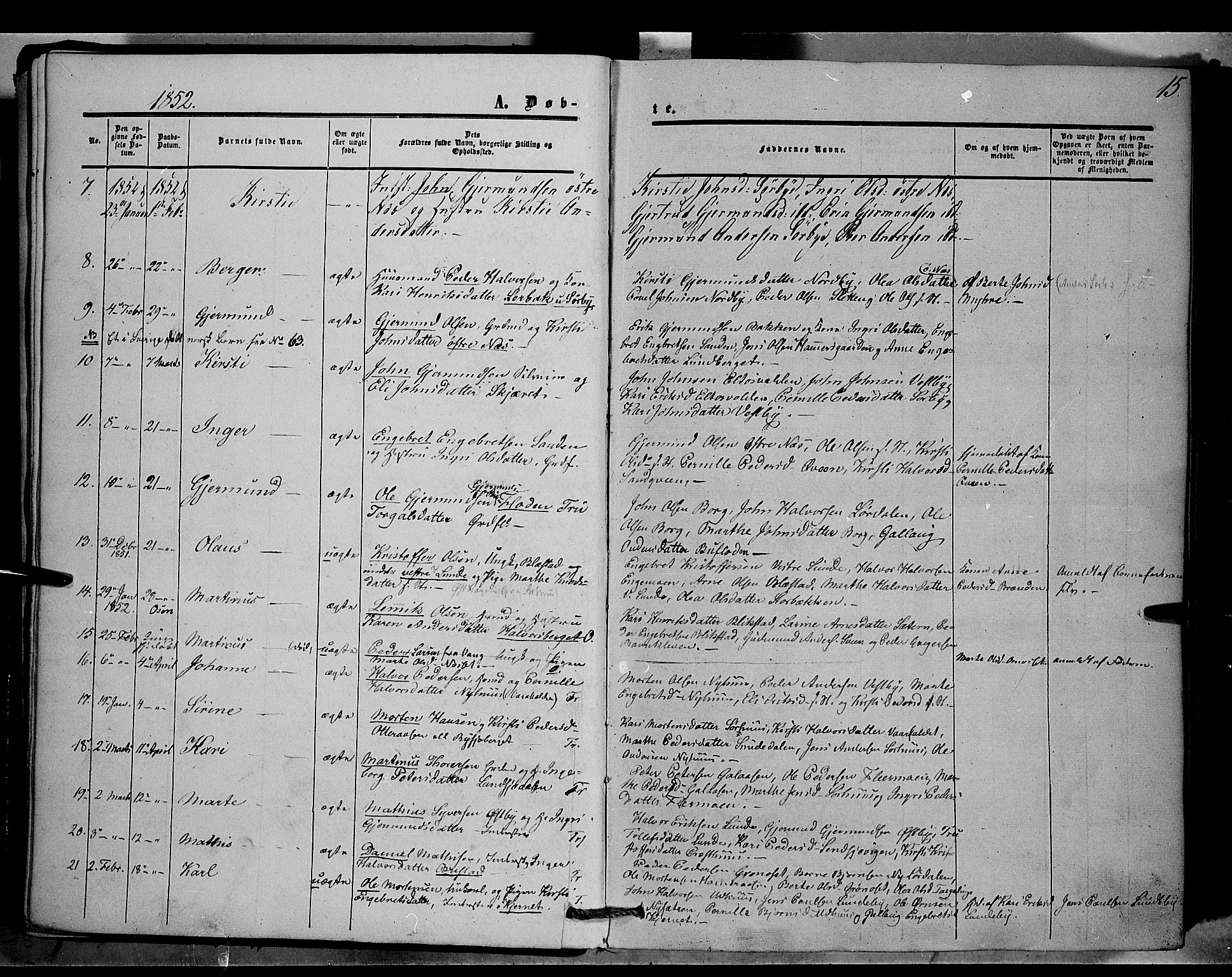 Trysil prestekontor, AV/SAH-PREST-046/H/Ha/Haa/L0005: Ministerialbok nr. 5, 1851-1865, s. 15