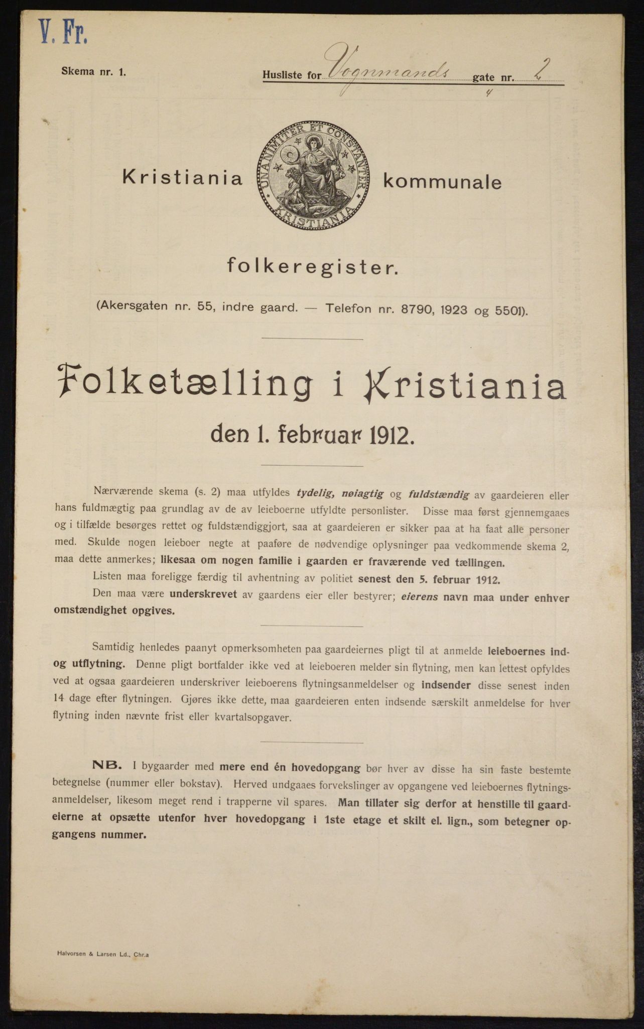 OBA, Kommunal folketelling 1.2.1912 for Kristiania, 1912, s. 124074