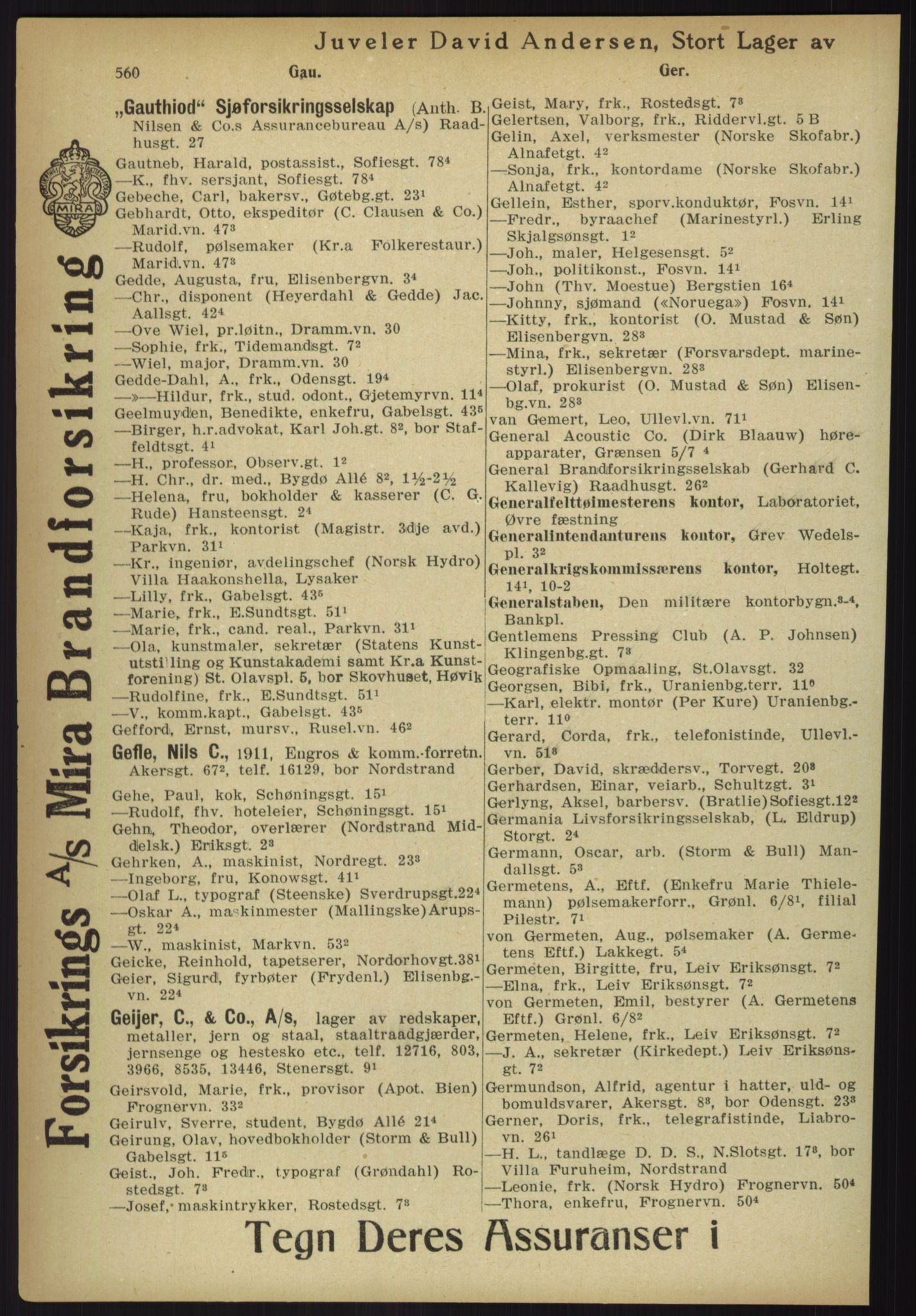 Kristiania/Oslo adressebok, PUBL/-, 1918, s. 585