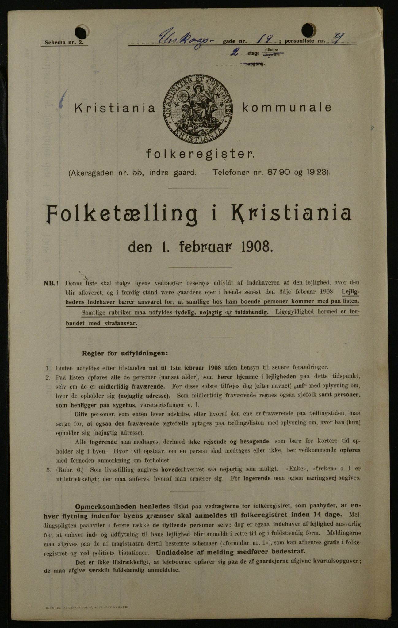 OBA, Kommunal folketelling 1.2.1908 for Kristiania kjøpstad, 1908, s. 2728