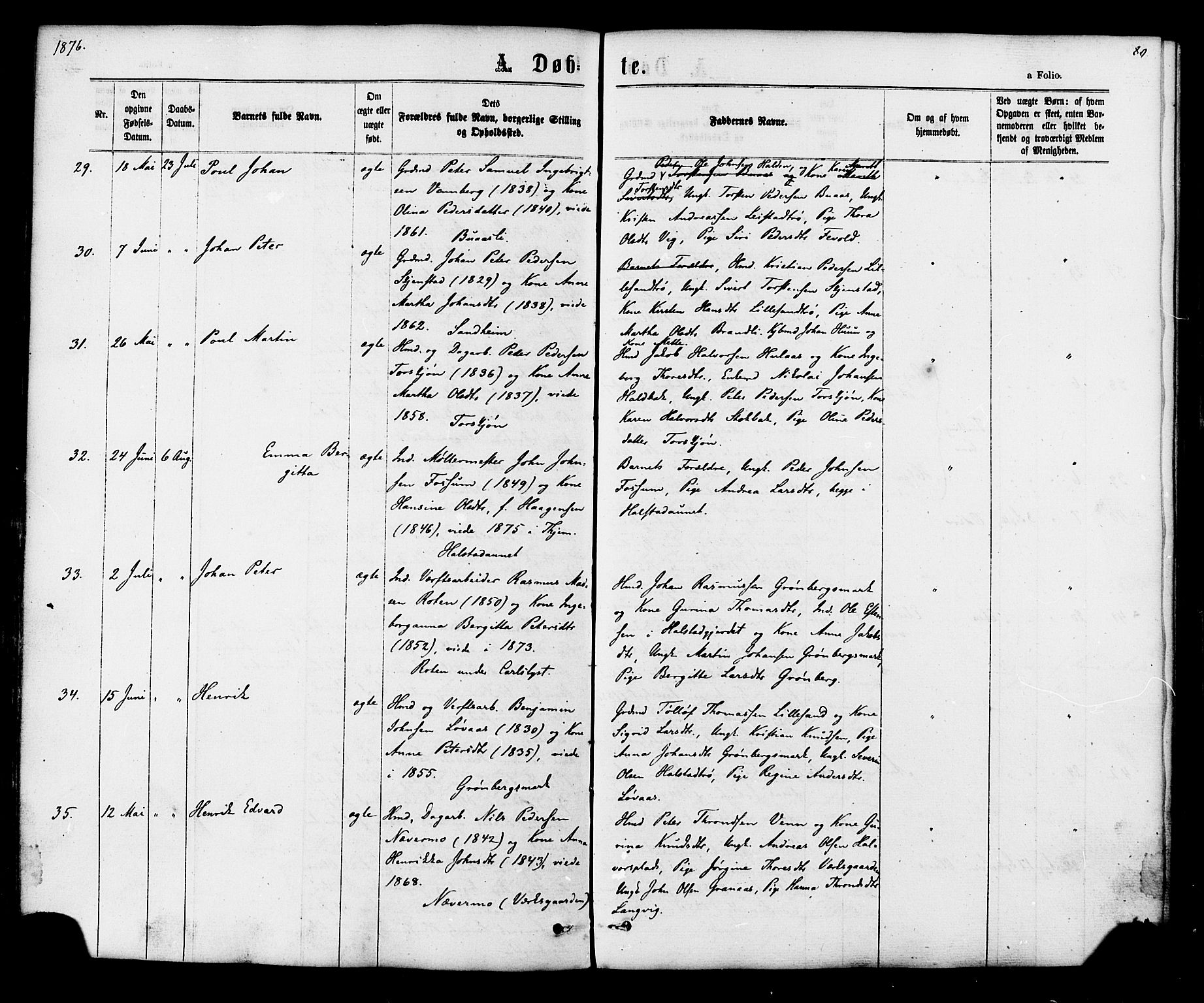 Ministerialprotokoller, klokkerbøker og fødselsregistre - Sør-Trøndelag, SAT/A-1456/616/L0409: Ministerialbok nr. 616A06, 1865-1877, s. 80