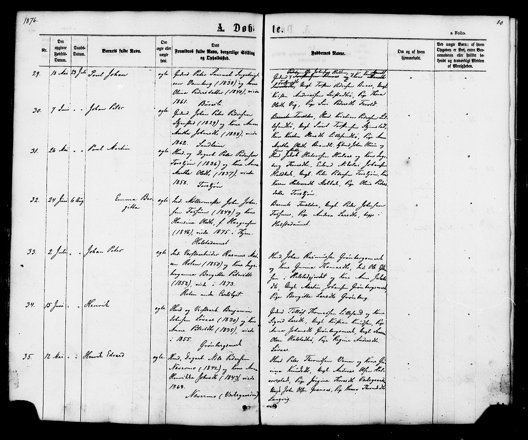 Ministerialprotokoller, klokkerbøker og fødselsregistre - Sør-Trøndelag, AV/SAT-A-1456/616/L0409: Ministerialbok nr. 616A06, 1865-1877, s. 80