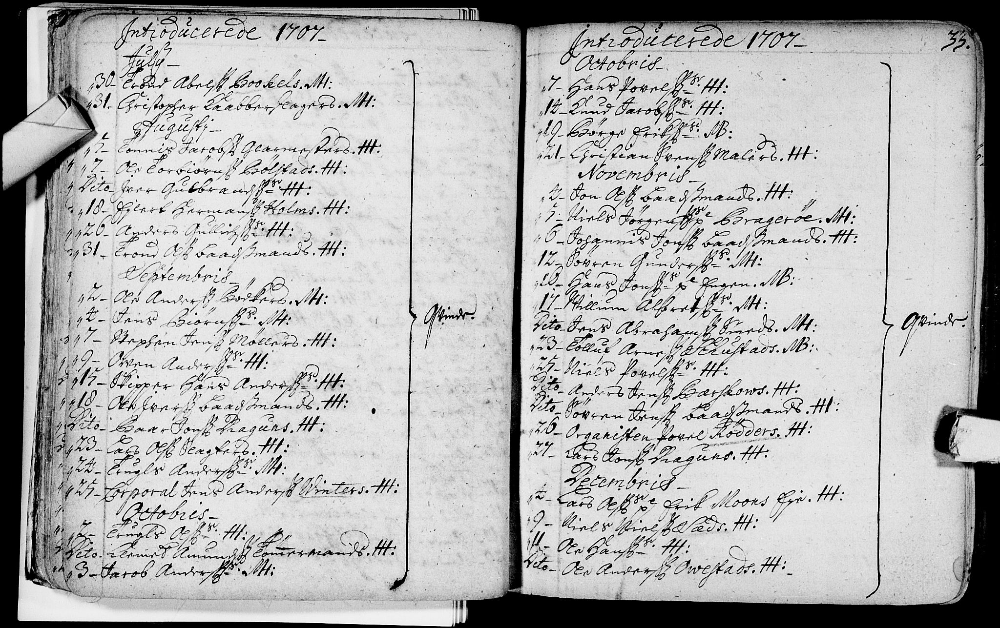 Bragernes kirkebøker, AV/SAKO-A-6/F/Fa/L0003: Ministerialbok nr. I 3, 1706-1734, s. 33