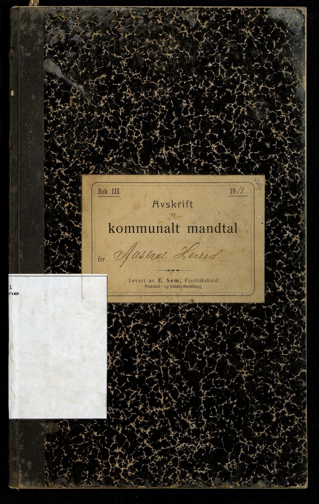 Åseral kommune - Valgstyret, ARKSOR/1026ÅS110/F/L0002: Kommunalt manntall 1913 (avskrift), 1913