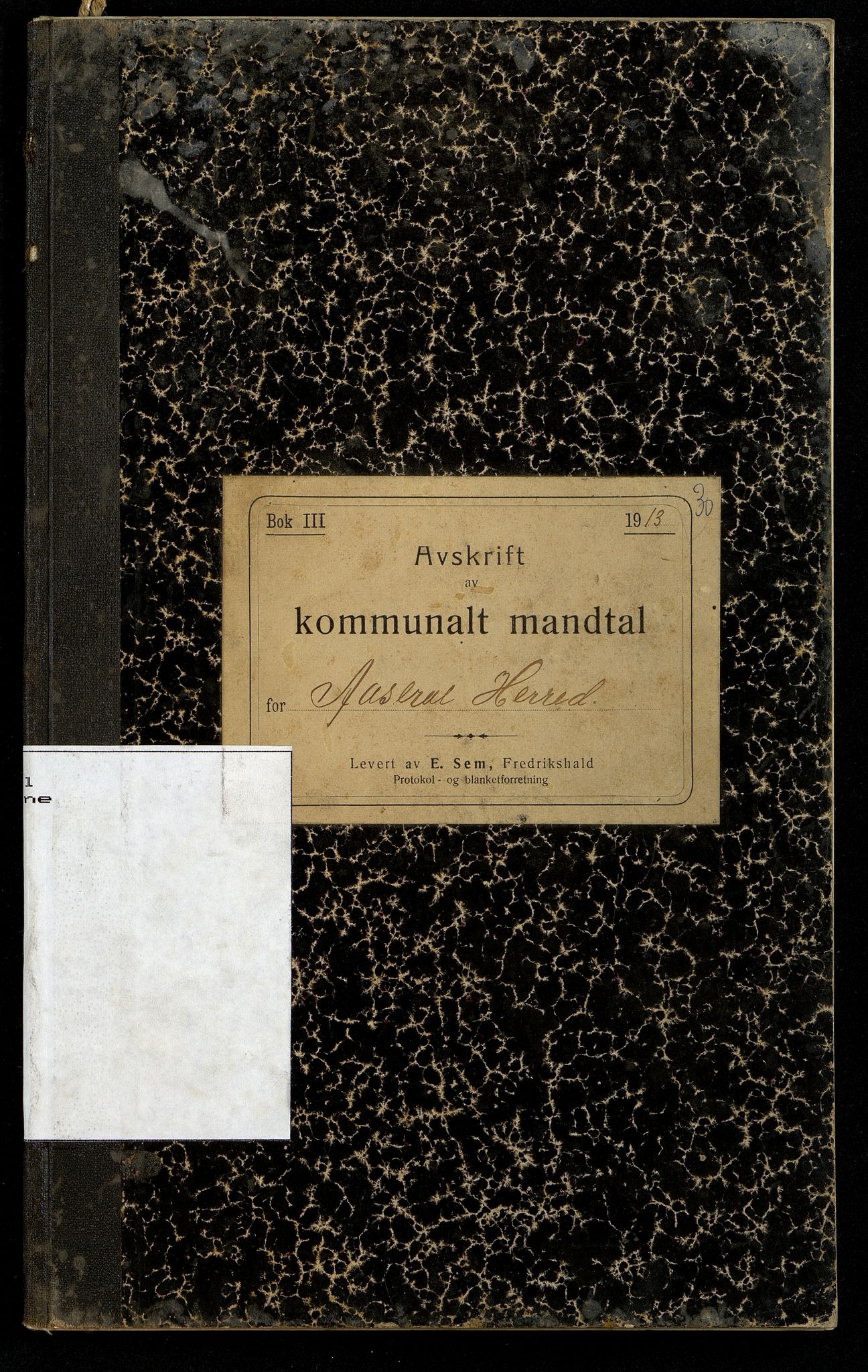 Åseral kommune - Valgstyret, IKAV/1026ÅS110/F/L0002: Kommunalt manntall 1913 (avskrift), 1913