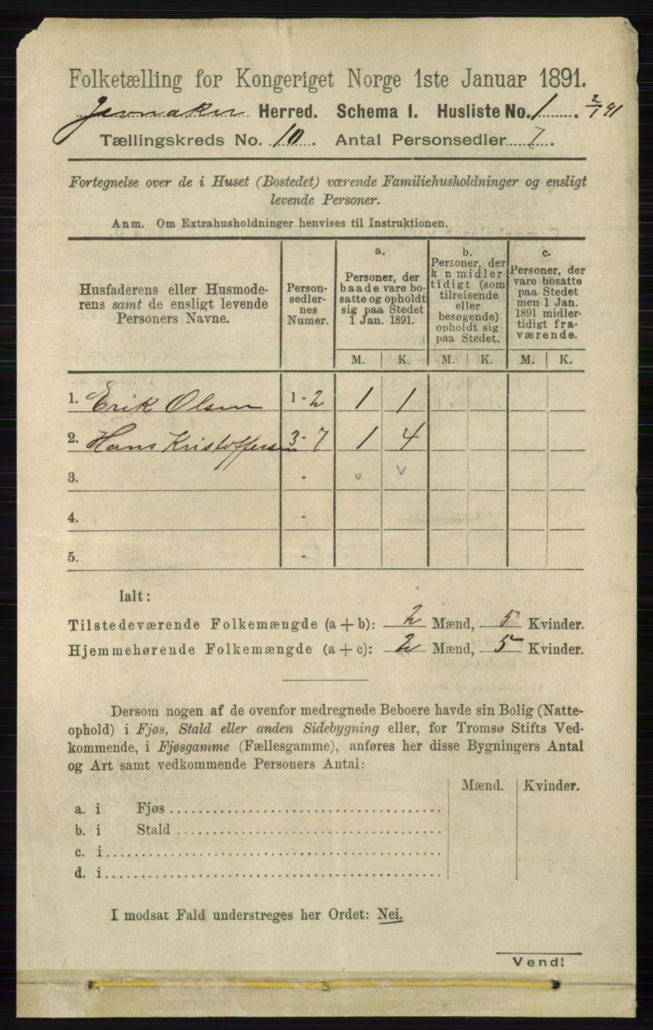 RA, Folketelling 1891 for 0532 Jevnaker herred, 1891, s. 5364