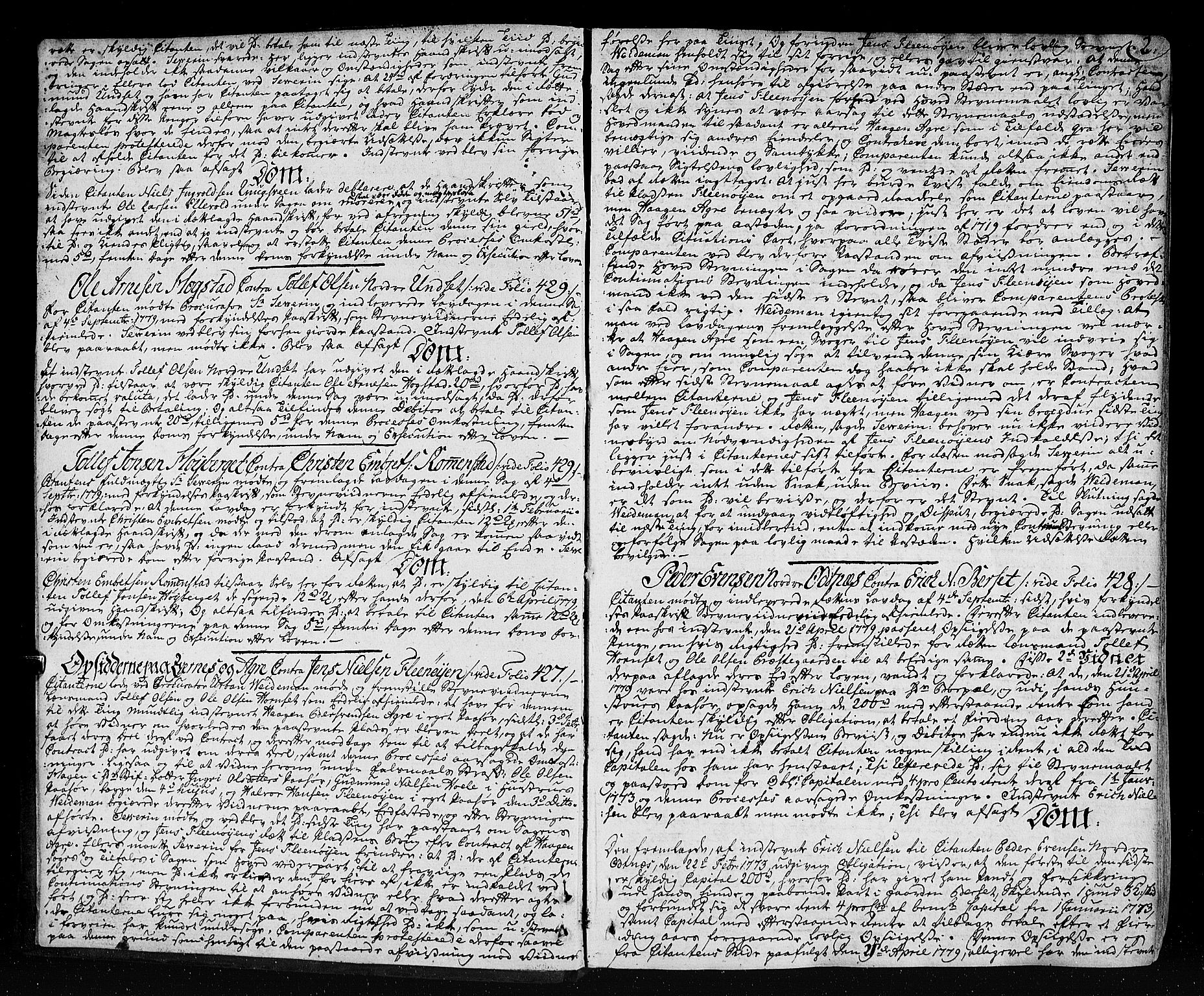 Østerdalen sorenskriveri, SAH/TING-032/G/Gb/L0005: Tingbok, 1780-1784, s. 1b-2a