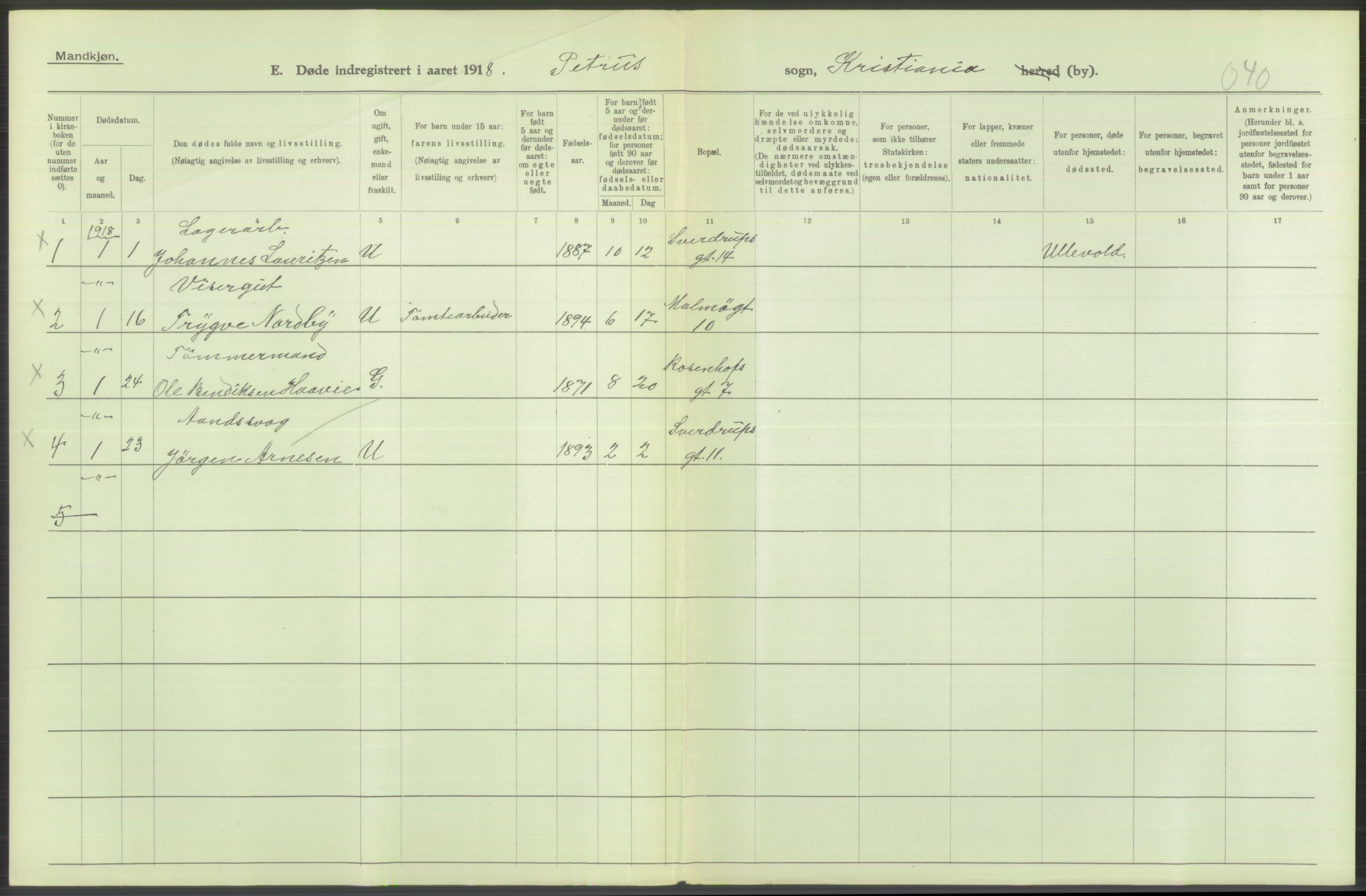 Statistisk sentralbyrå, Sosiodemografiske emner, Befolkning, RA/S-2228/D/Df/Dfb/Dfbh/L0010: Kristiania: Døde, 1918, s. 556