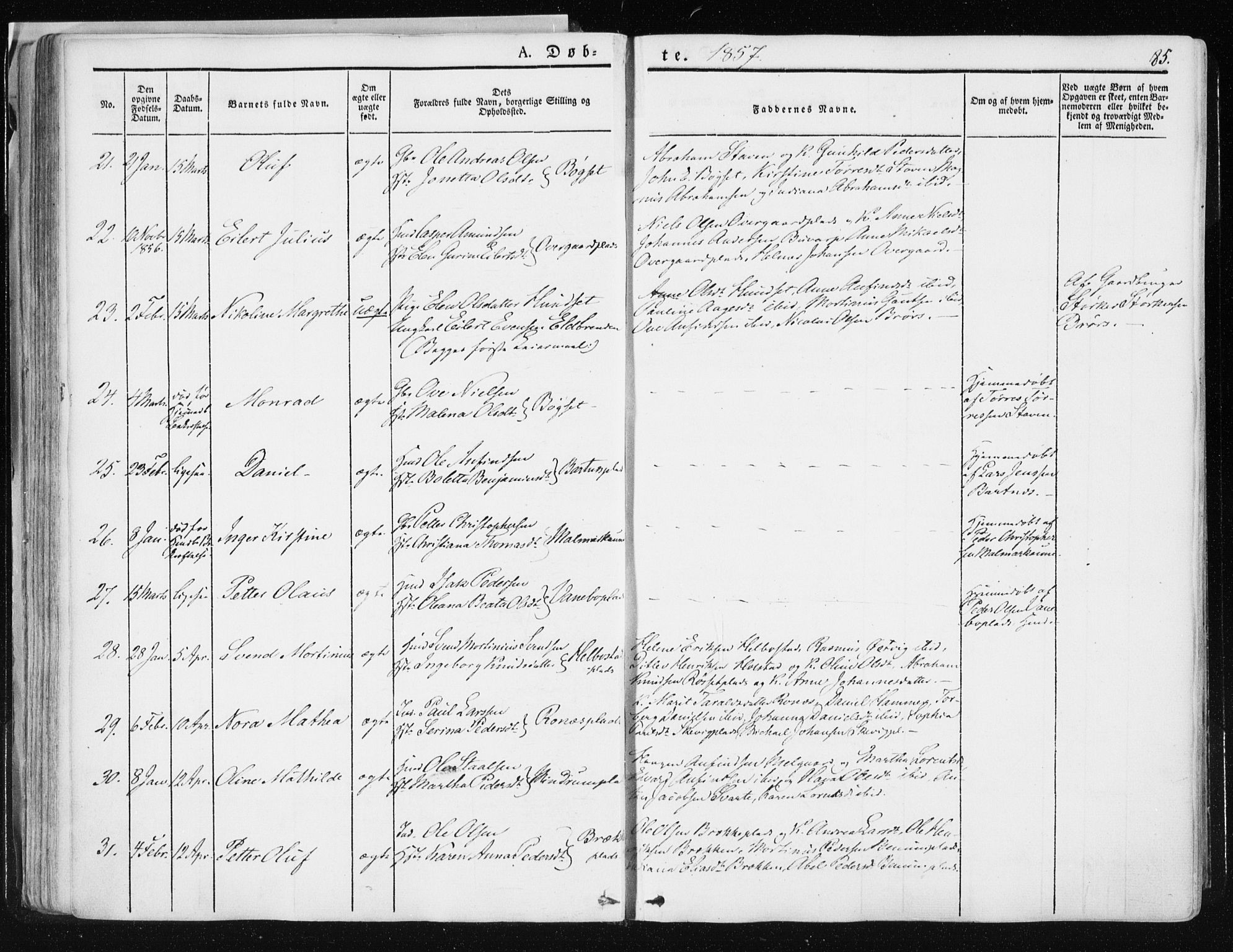 Ministerialprotokoller, klokkerbøker og fødselsregistre - Nord-Trøndelag, SAT/A-1458/741/L0393: Ministerialbok nr. 741A07, 1849-1863, s. 85