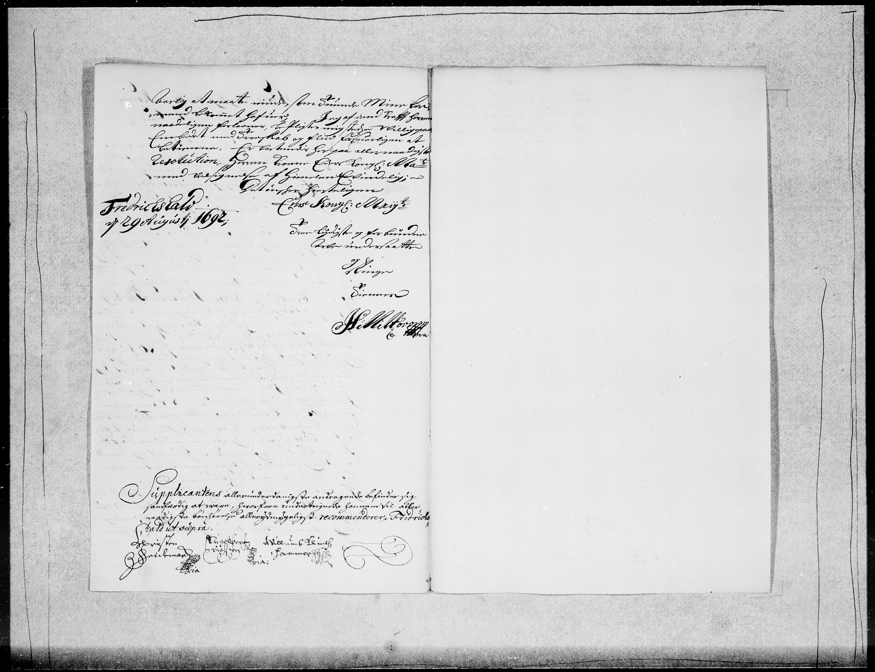 Danske Kanselli 1572-1799, AV/RA-EA-3023/F/Fc/Fcc/Fcca/L0045: Norske innlegg 1572-1799, 1691-1693, s. 292