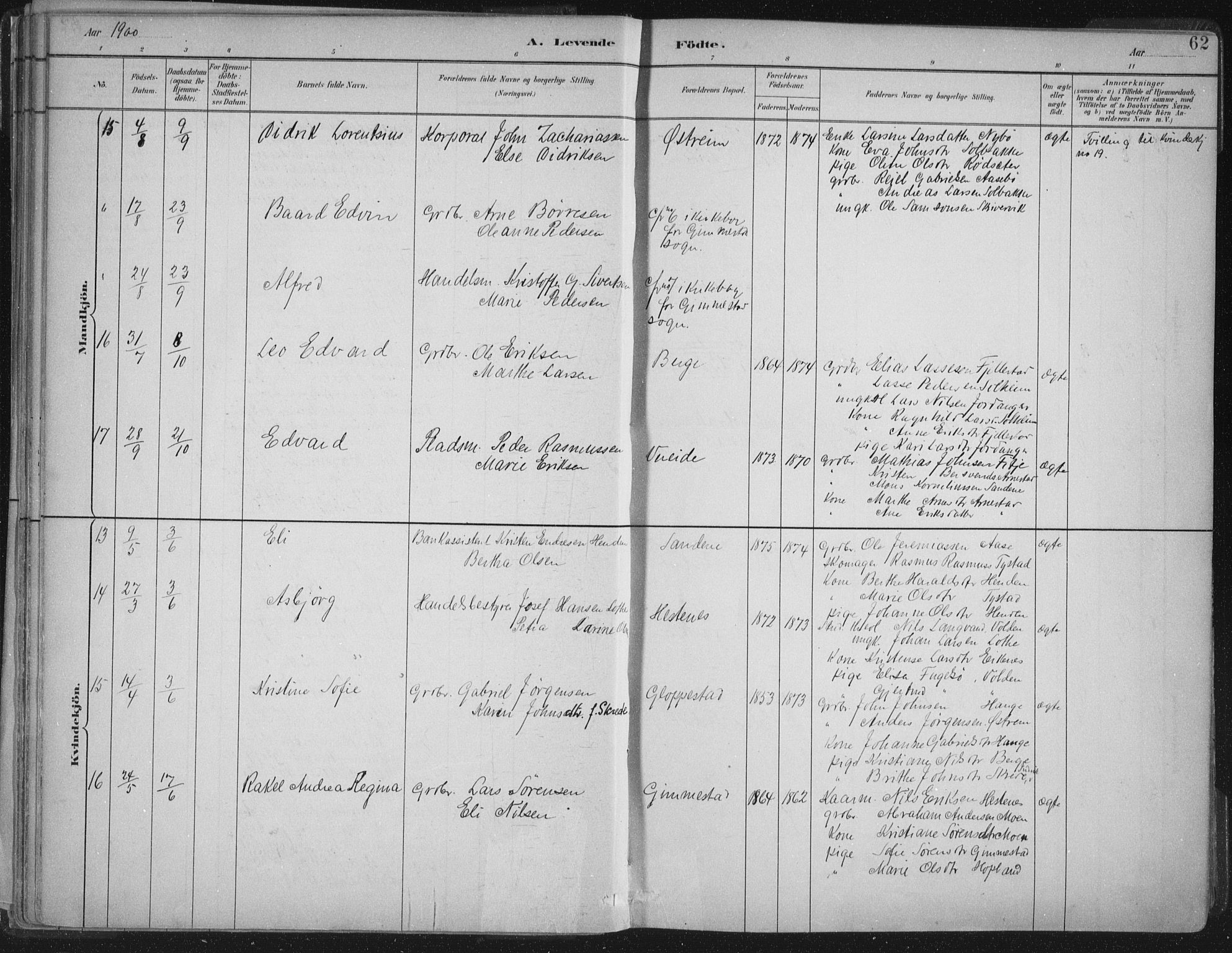 Gloppen sokneprestembete, AV/SAB-A-80101/H/Haa/Haab/L0001: Ministerialbok nr. B  1, 1885-1905, s. 62