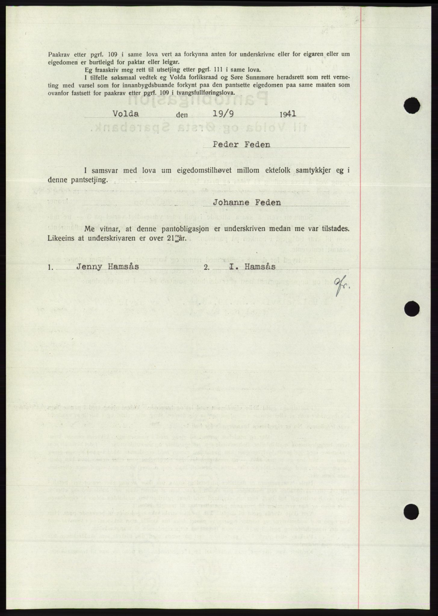 Søre Sunnmøre sorenskriveri, AV/SAT-A-4122/1/2/2C/L0071: Pantebok nr. 65, 1941-1941, Dagboknr: 963/1941