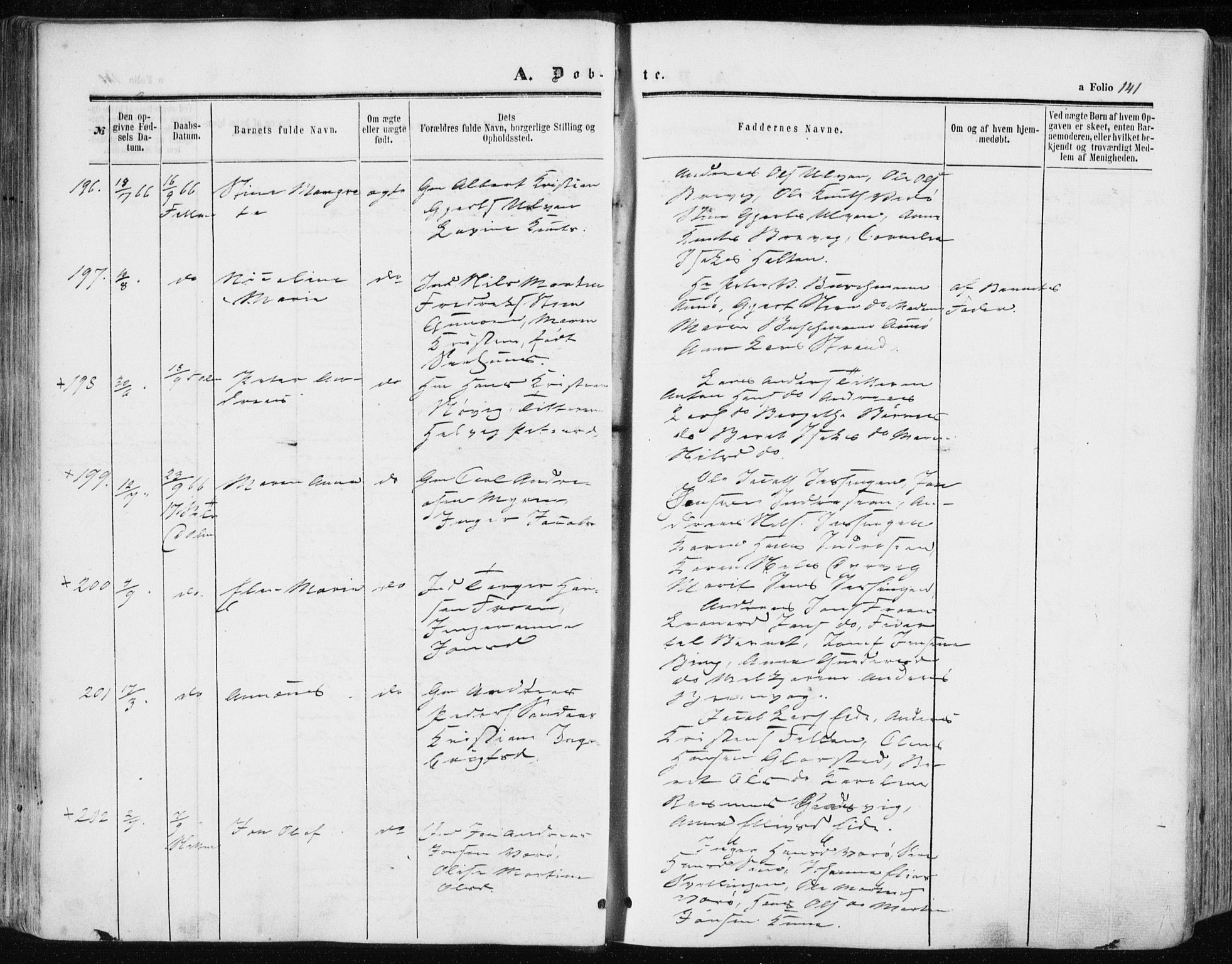 Ministerialprotokoller, klokkerbøker og fødselsregistre - Sør-Trøndelag, SAT/A-1456/634/L0531: Ministerialbok nr. 634A07, 1861-1870, s. 141
