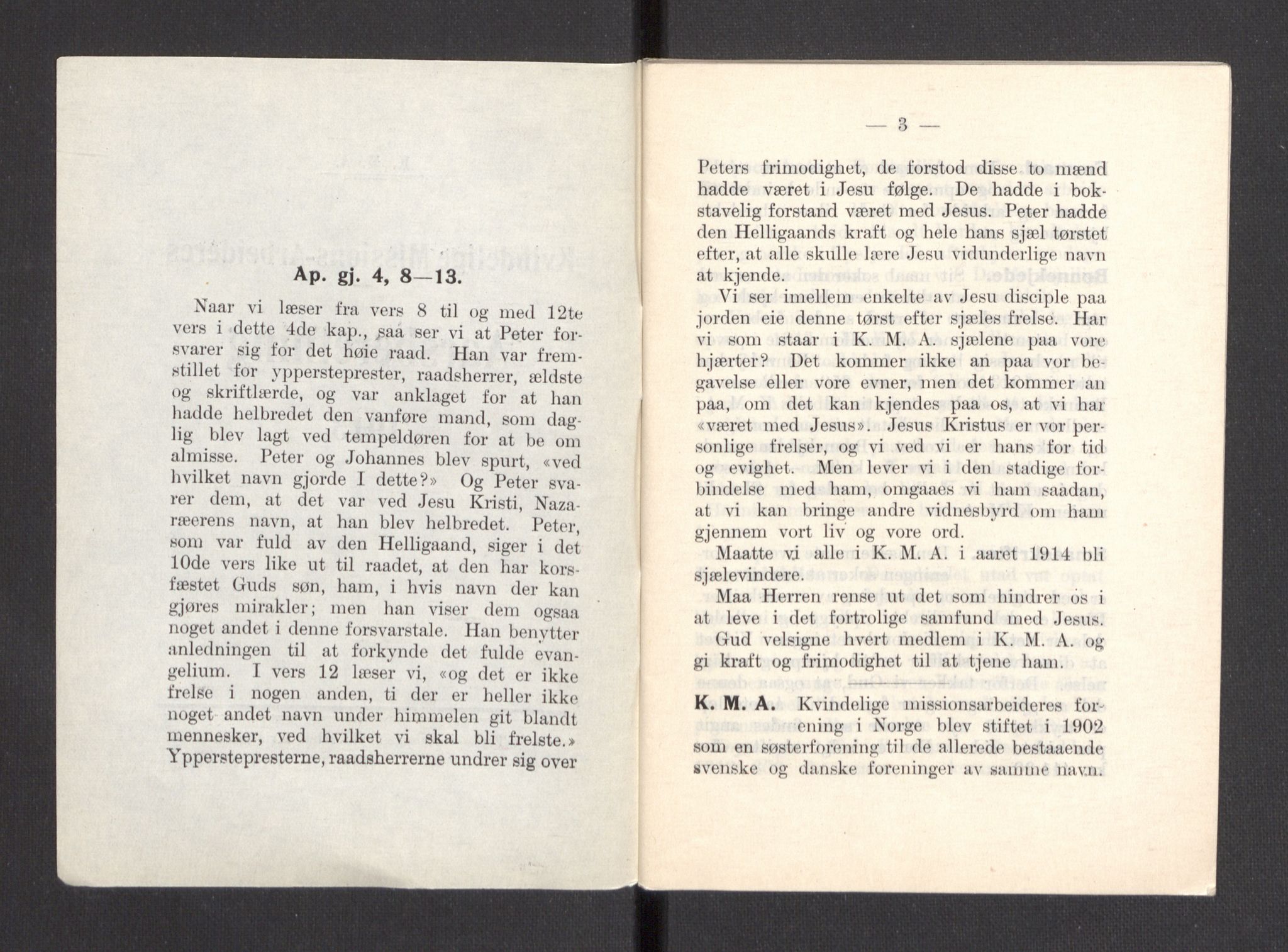 Kvinnelige Misjonsarbeidere, RA/PA-0699/F/Fa/L0001/0007: -- / Årsmeldinger, trykte, 1906-1915