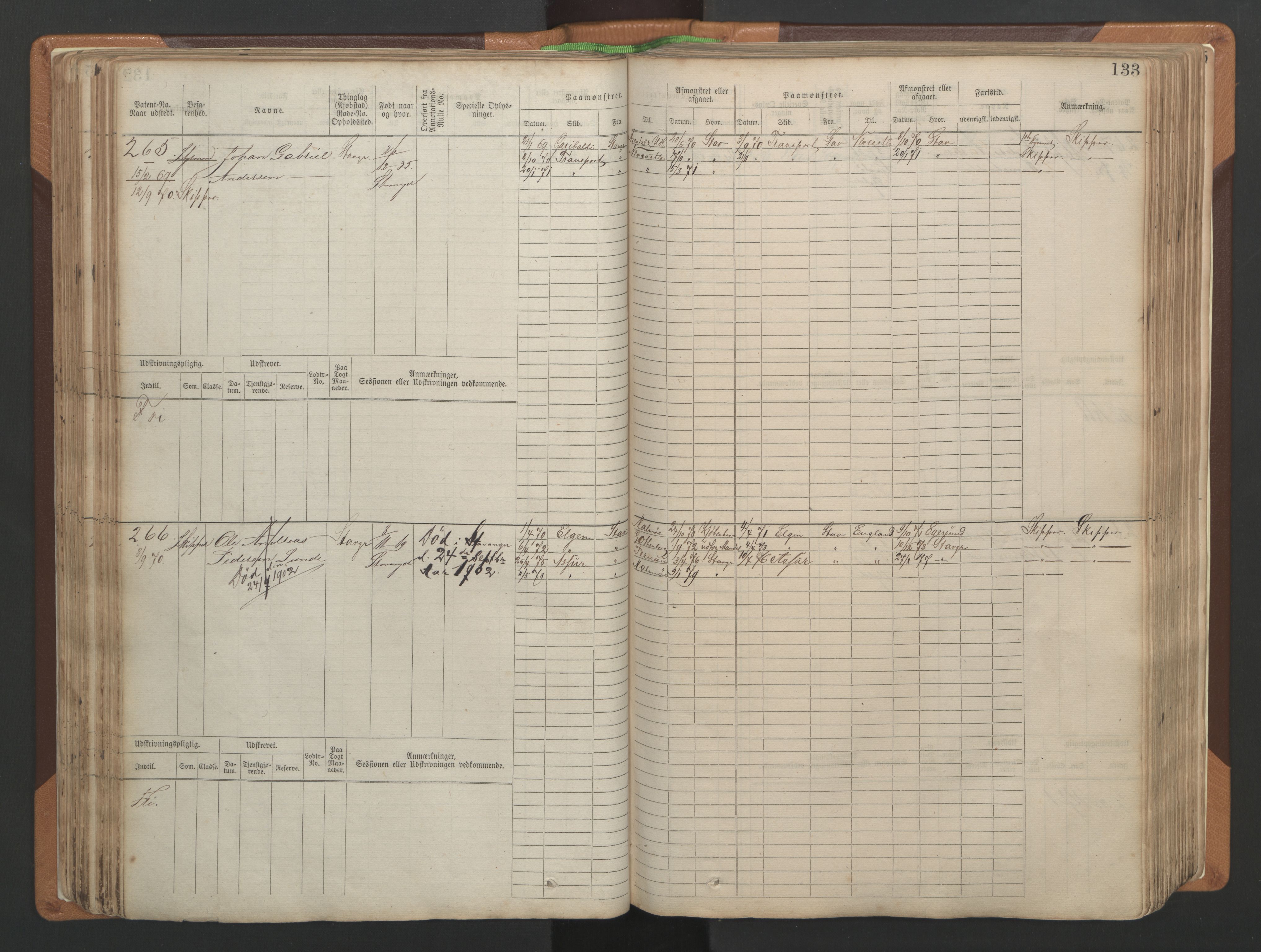 Stavanger sjømannskontor, AV/SAST-A-102006/F/Fb/Fbb/L0004: Sjøfartshovedrulle, patentnr. 1-792 (del 1), 1869-1880, s. 137