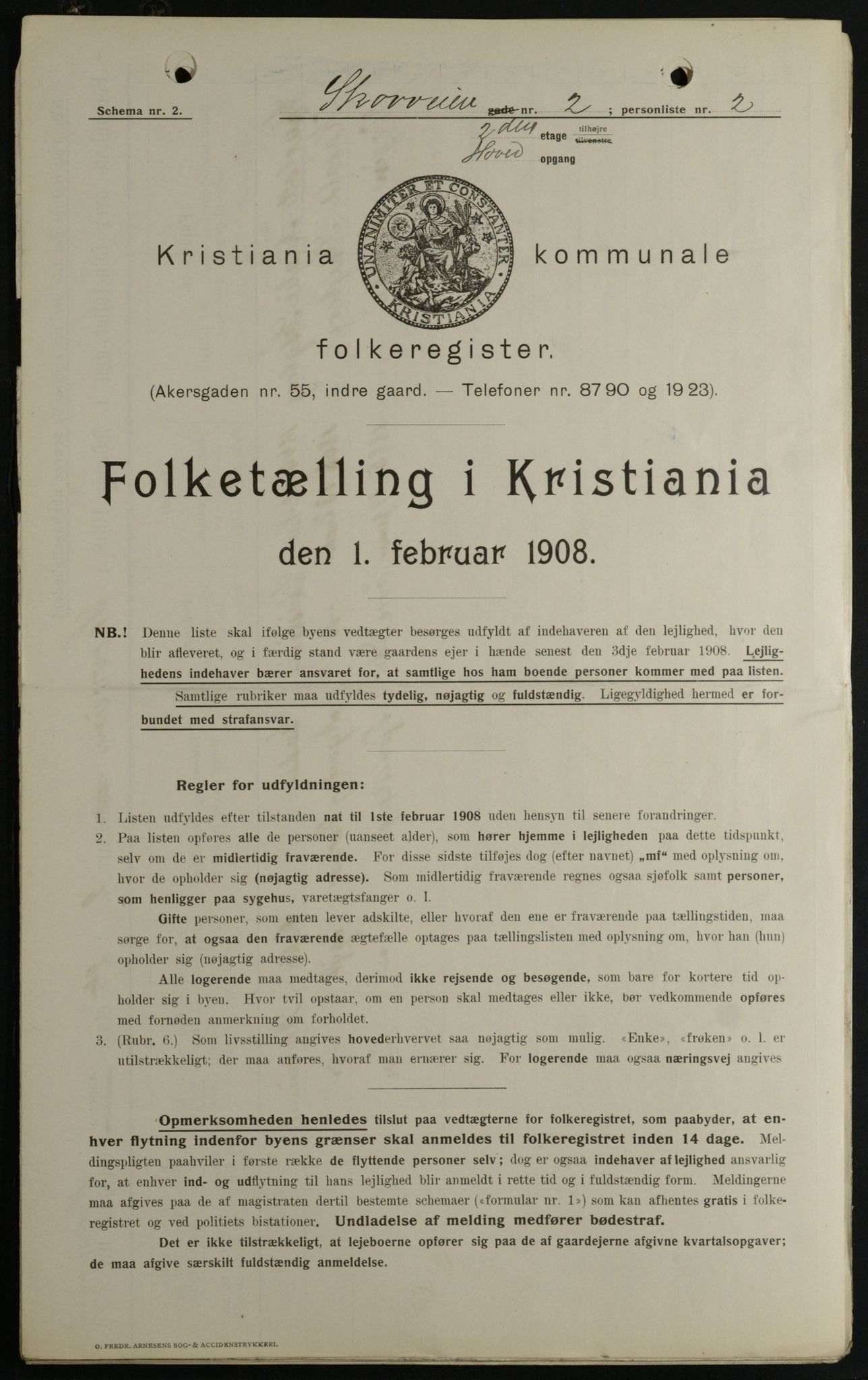 OBA, Kommunal folketelling 1.2.1908 for Kristiania kjøpstad, 1908, s. 86768