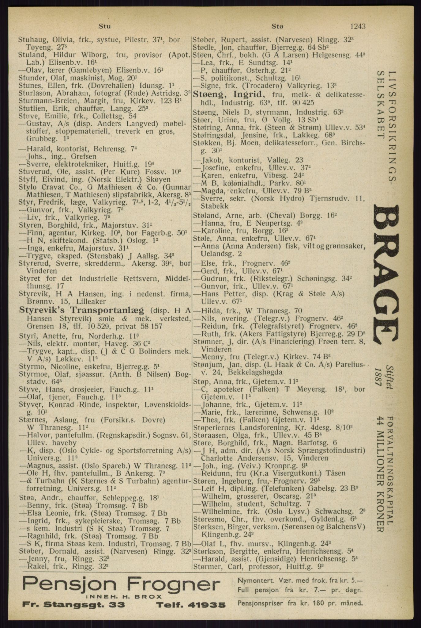 Kristiania/Oslo adressebok, PUBL/-, 1933, s. 1243