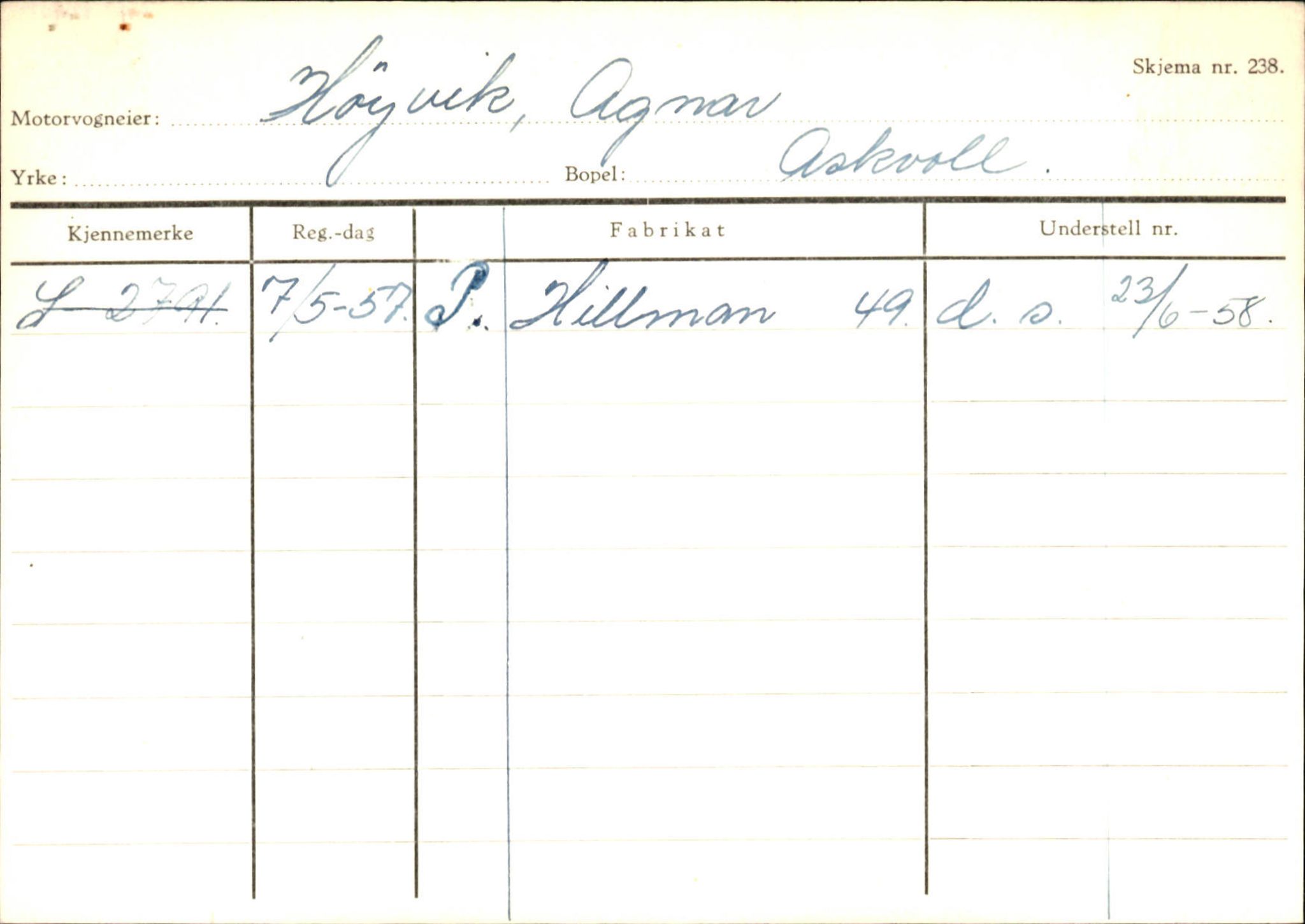 Statens vegvesen, Sogn og Fjordane vegkontor, SAB/A-5301/4/F/L0132: Eigarregister Askvoll A-Å. Balestrand A-Å, 1945-1975, s. 622