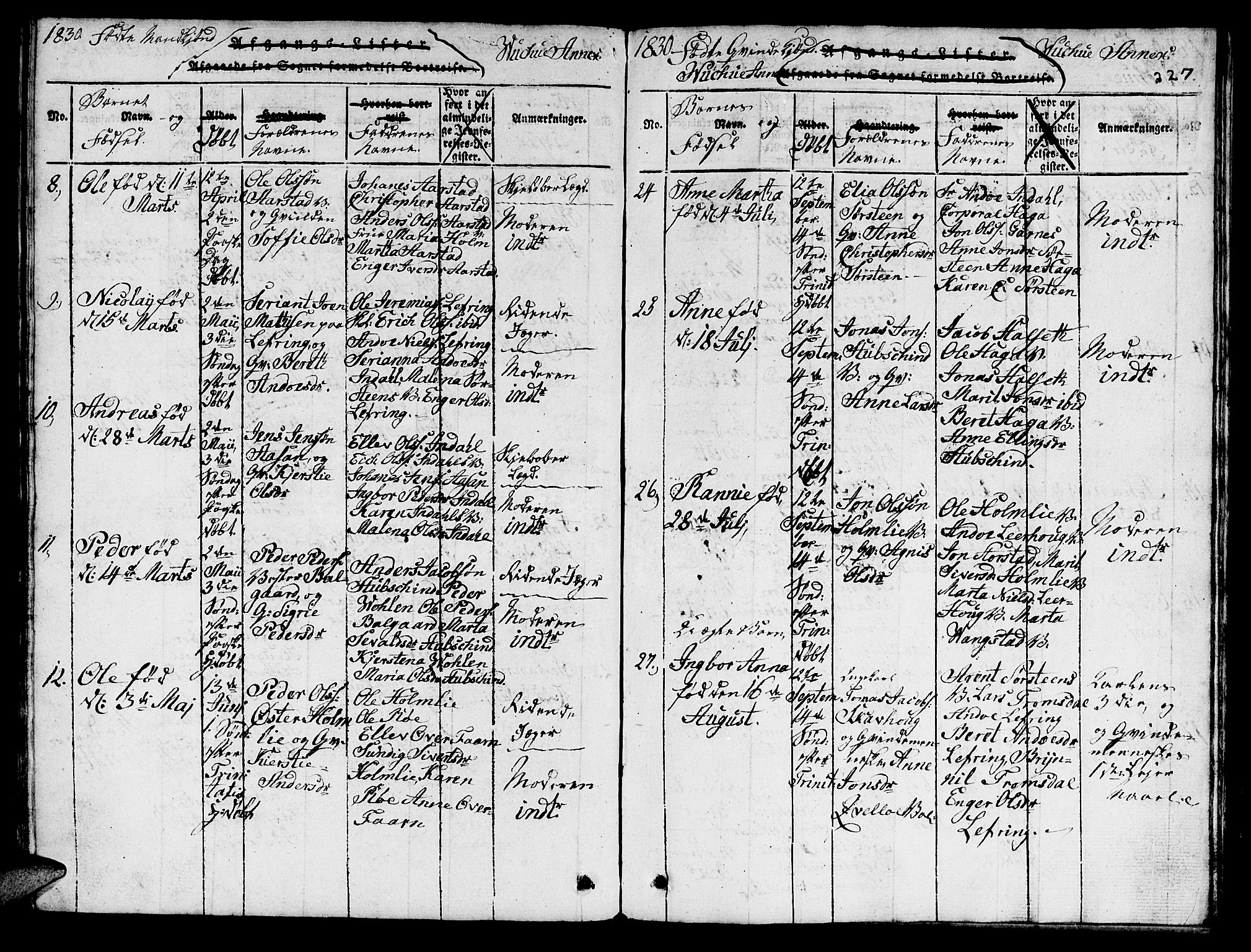 Ministerialprotokoller, klokkerbøker og fødselsregistre - Nord-Trøndelag, SAT/A-1458/724/L0265: Klokkerbok nr. 724C01, 1816-1845, s. 227