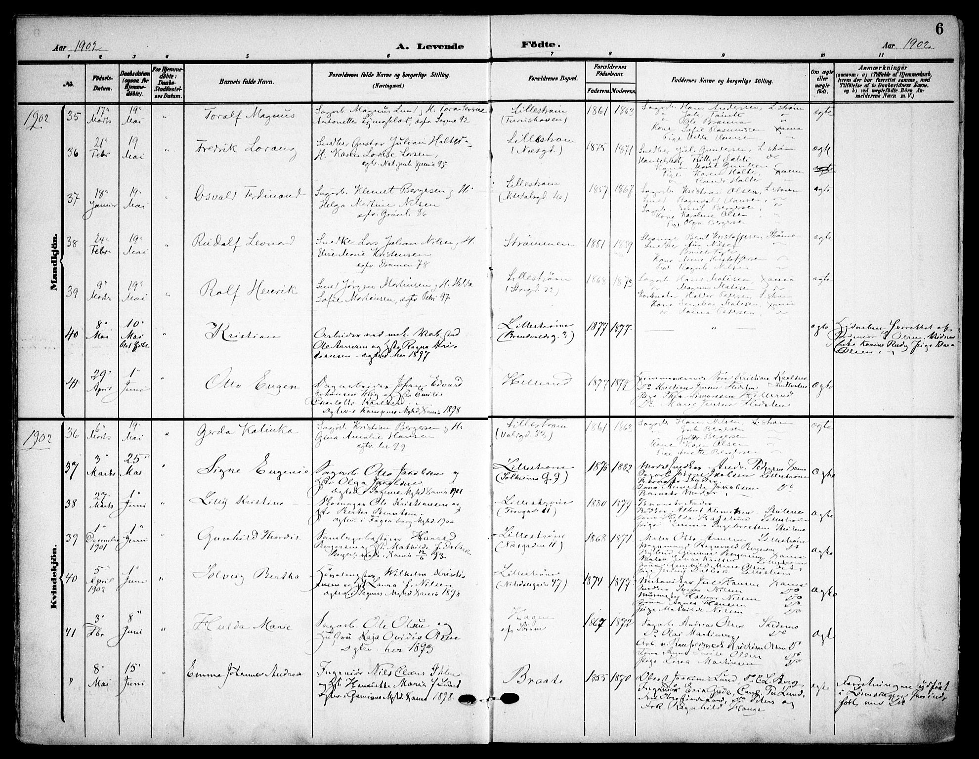 Skedsmo prestekontor Kirkebøker, AV/SAO-A-10033a/F/Fa/L0015: Ministerialbok nr. I 15, 1902-1917, s. 6
