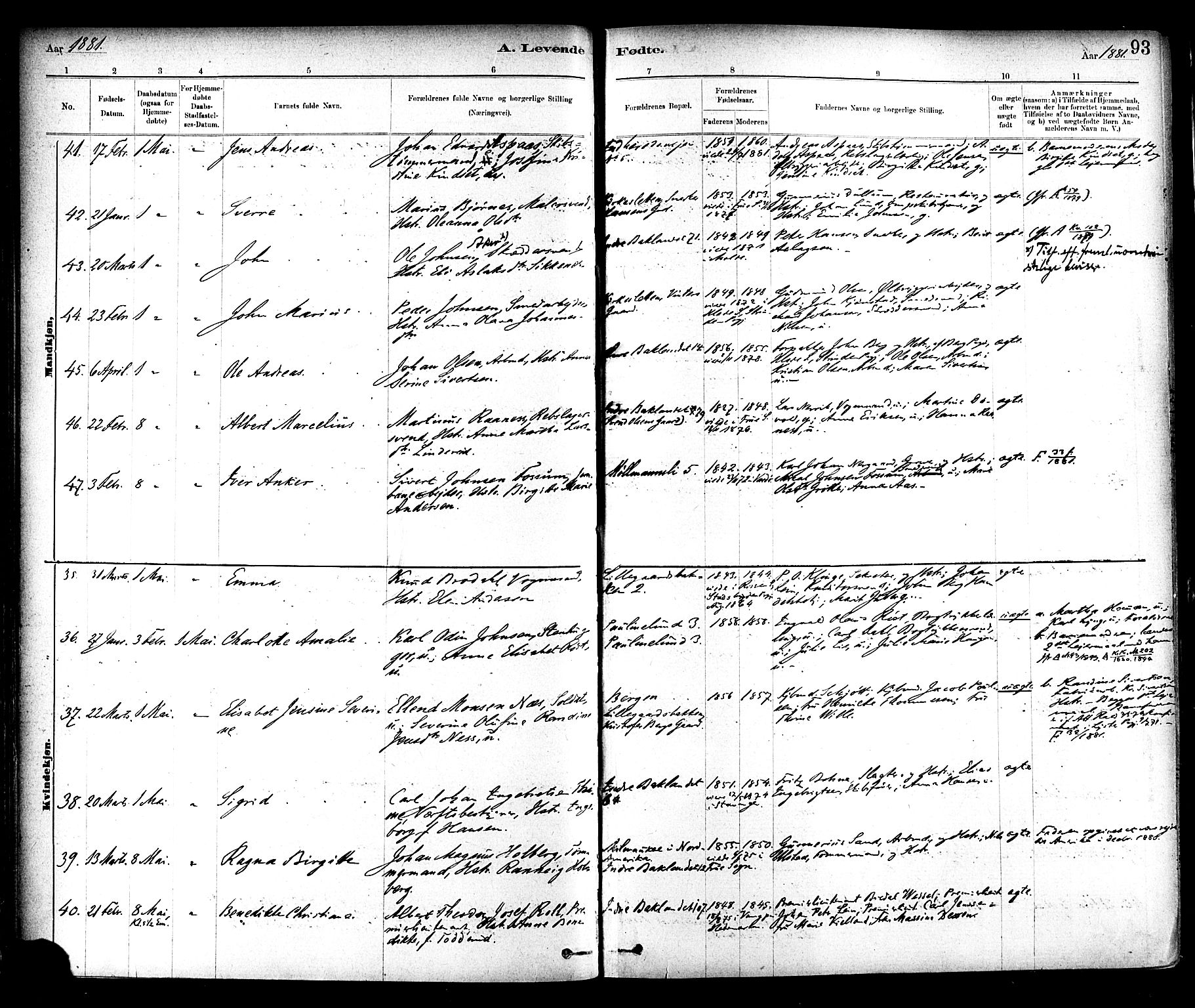 Ministerialprotokoller, klokkerbøker og fødselsregistre - Sør-Trøndelag, SAT/A-1456/604/L0188: Ministerialbok nr. 604A09, 1878-1892, s. 93