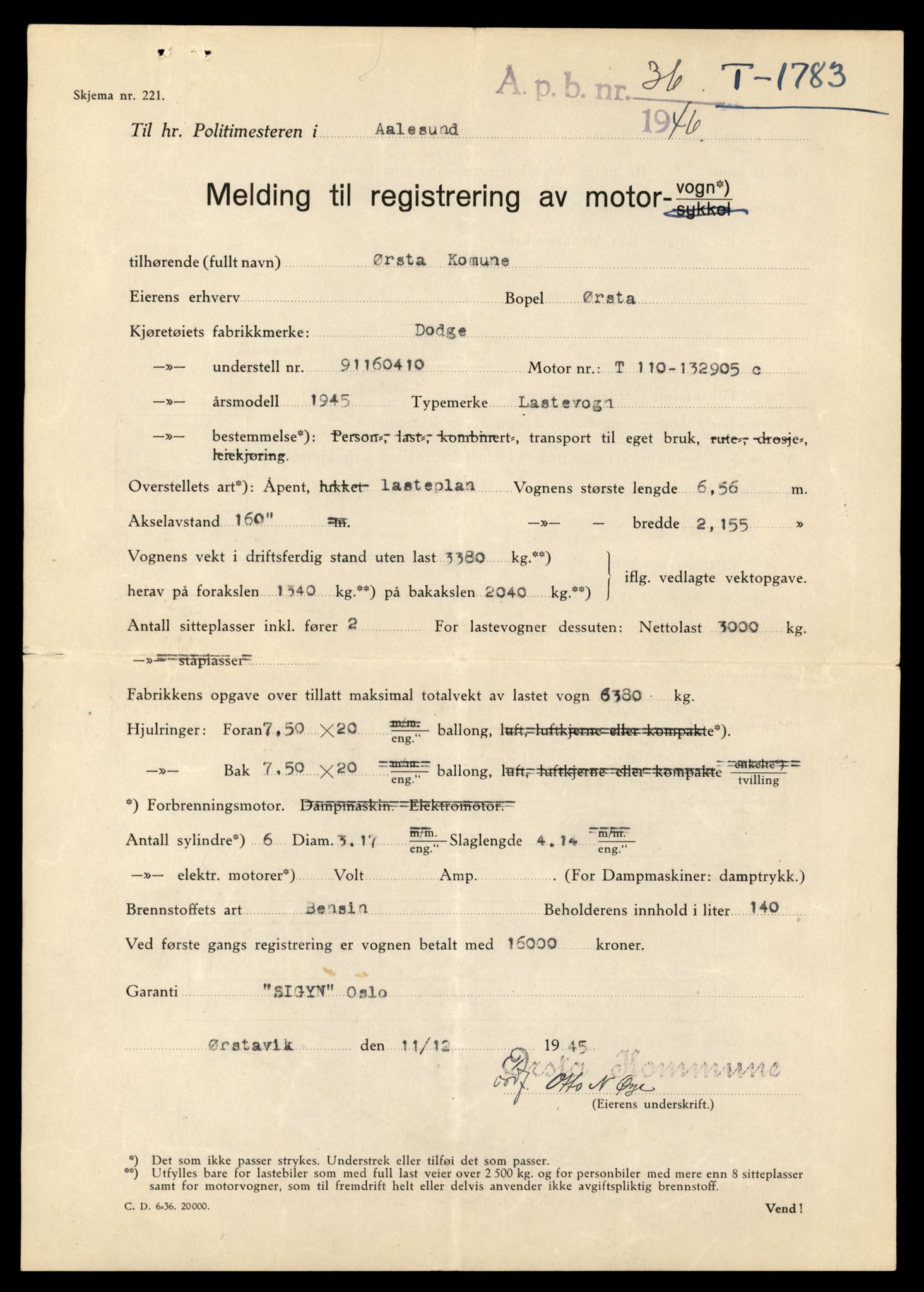 Møre og Romsdal vegkontor - Ålesund trafikkstasjon, SAT/A-4099/F/Fe/L0015: Registreringskort for kjøretøy T 1700 - T 1850, 1927-1998, s. 1454